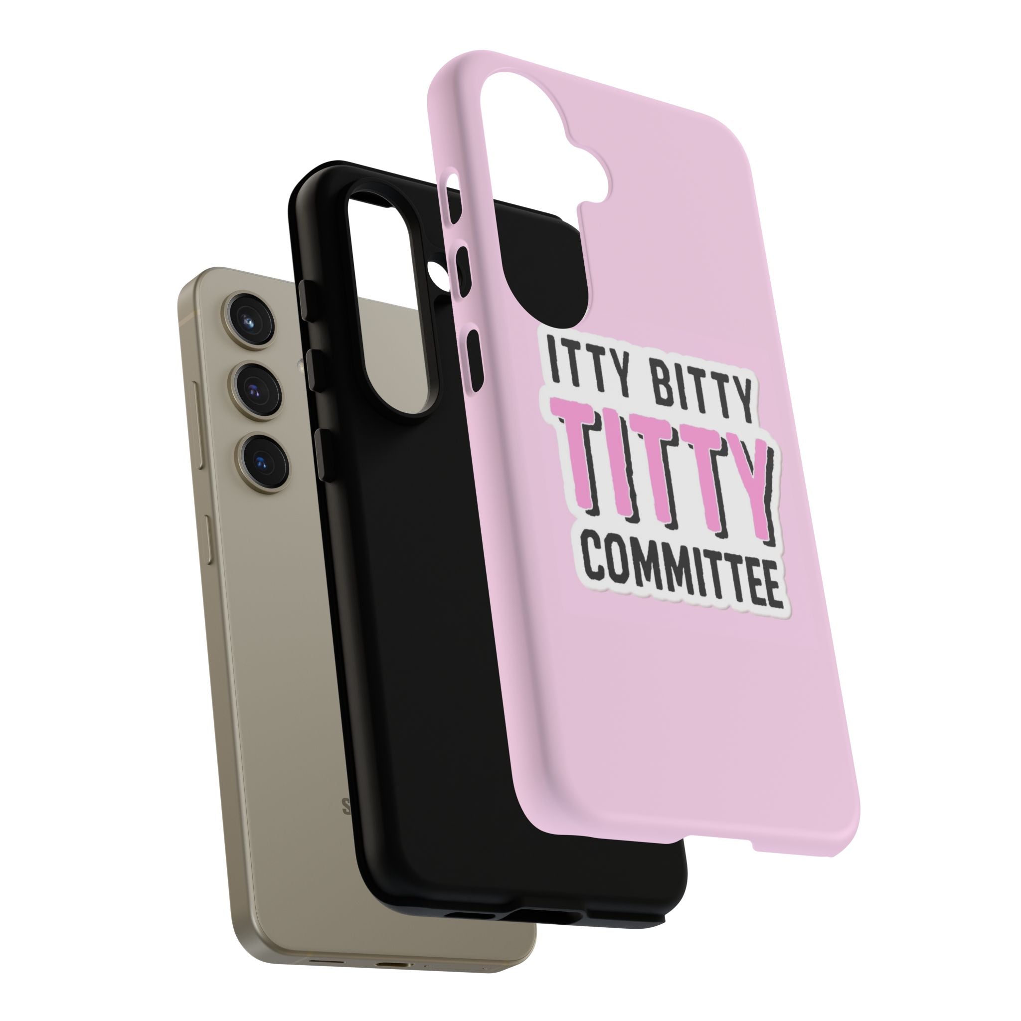 Pink Phone Case with Itty Bitty Titty Committee Design, Funny Phone Cover, Gift for Her, Cute Cellphone Case, Quirky Accessory