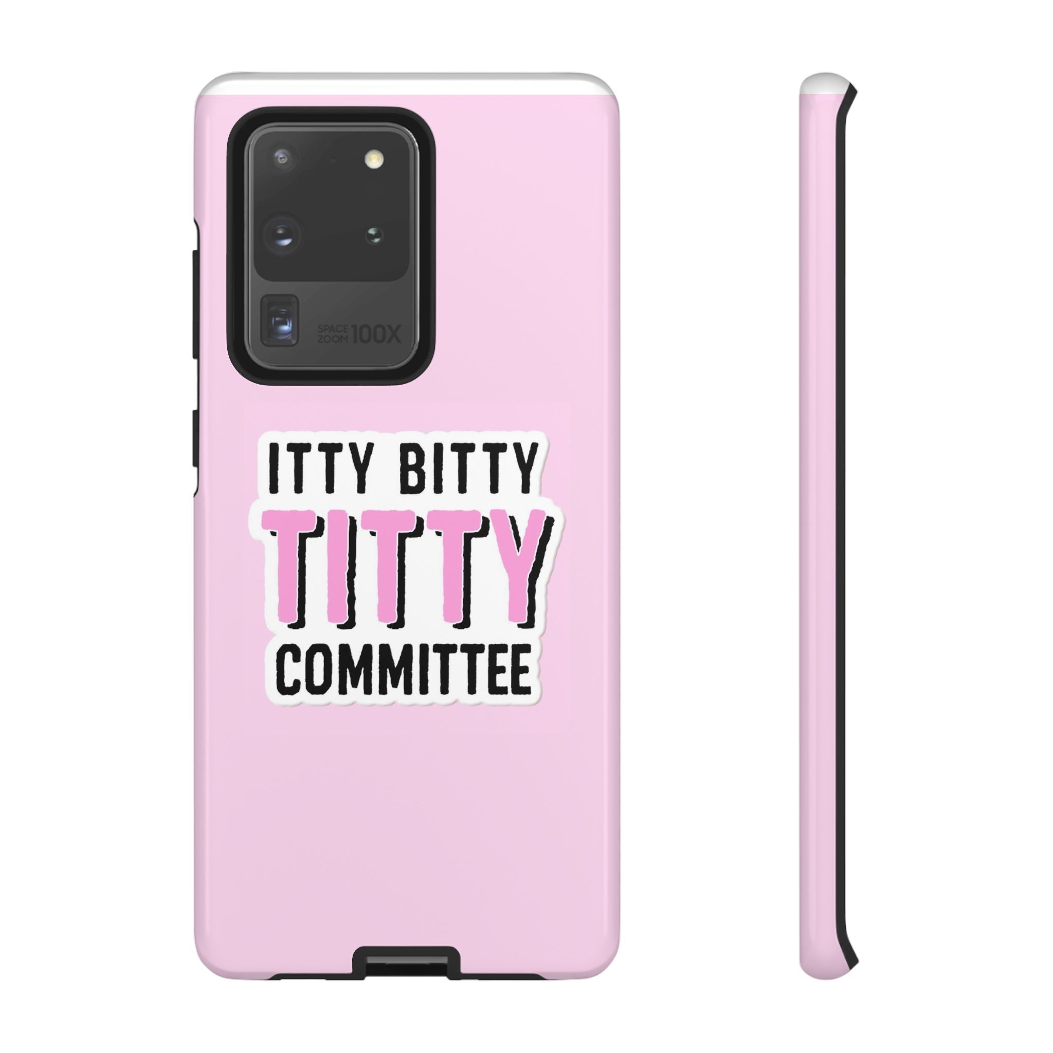 Pink Phone Case with Itty Bitty Titty Committee Design, Funny Phone Cover, Gift for Her, Cute Cellphone Case, Quirky Accessory