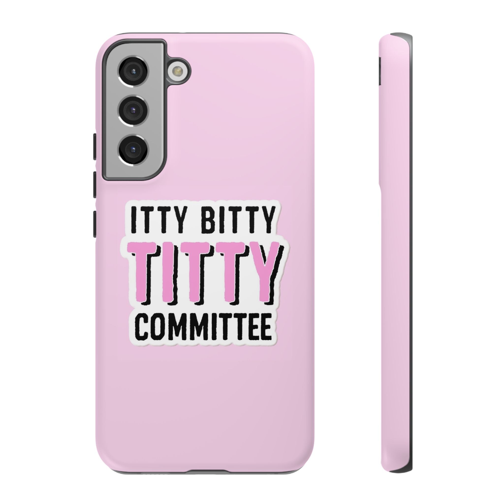 Pink Phone Case with Itty Bitty Titty Committee Design, Funny Phone Cover, Gift for Her, Cute Cellphone Case, Quirky Accessory