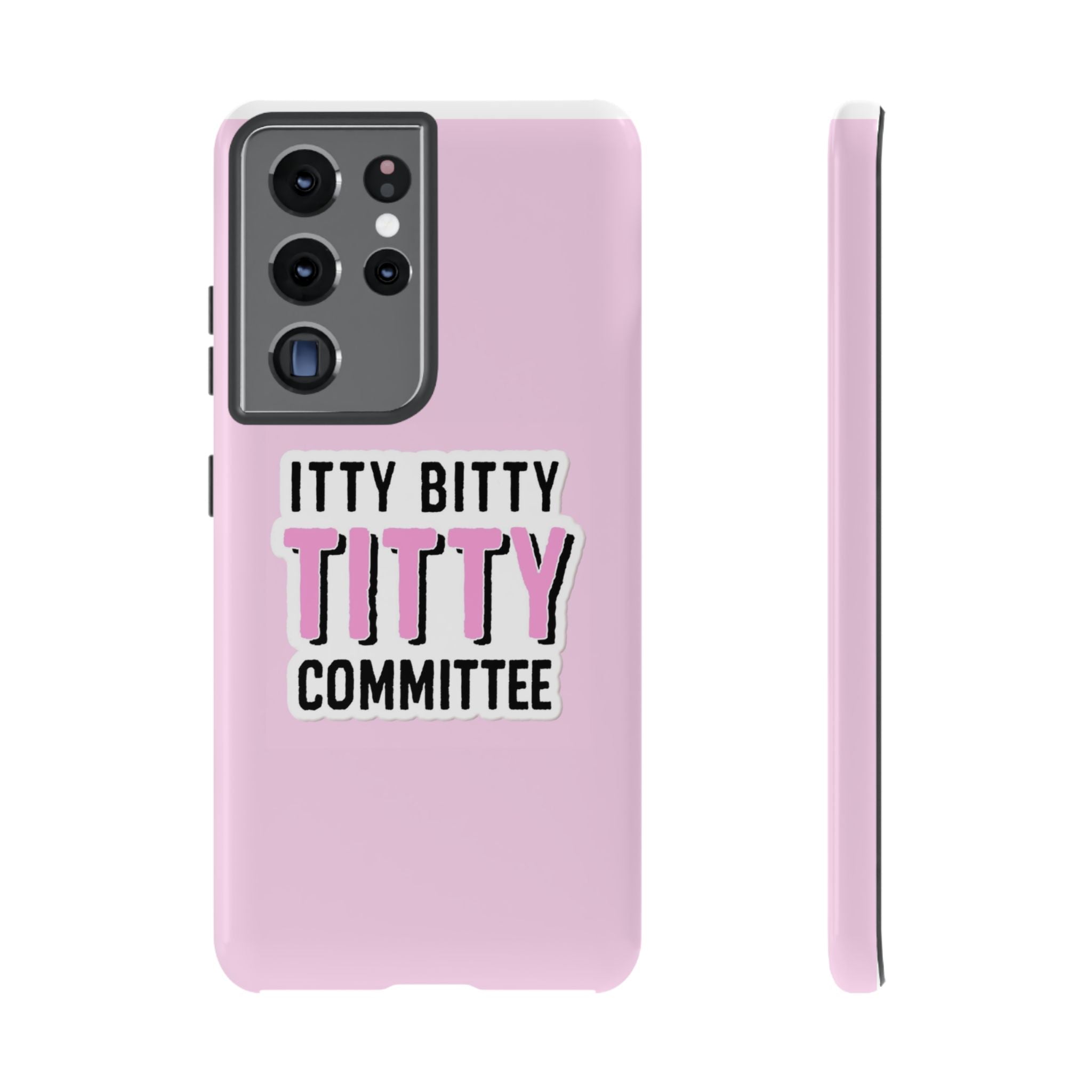 Pink Phone Case with Itty Bitty Titty Committee Design, Funny Phone Cover, Gift for Her, Cute Cellphone Case, Quirky Accessory