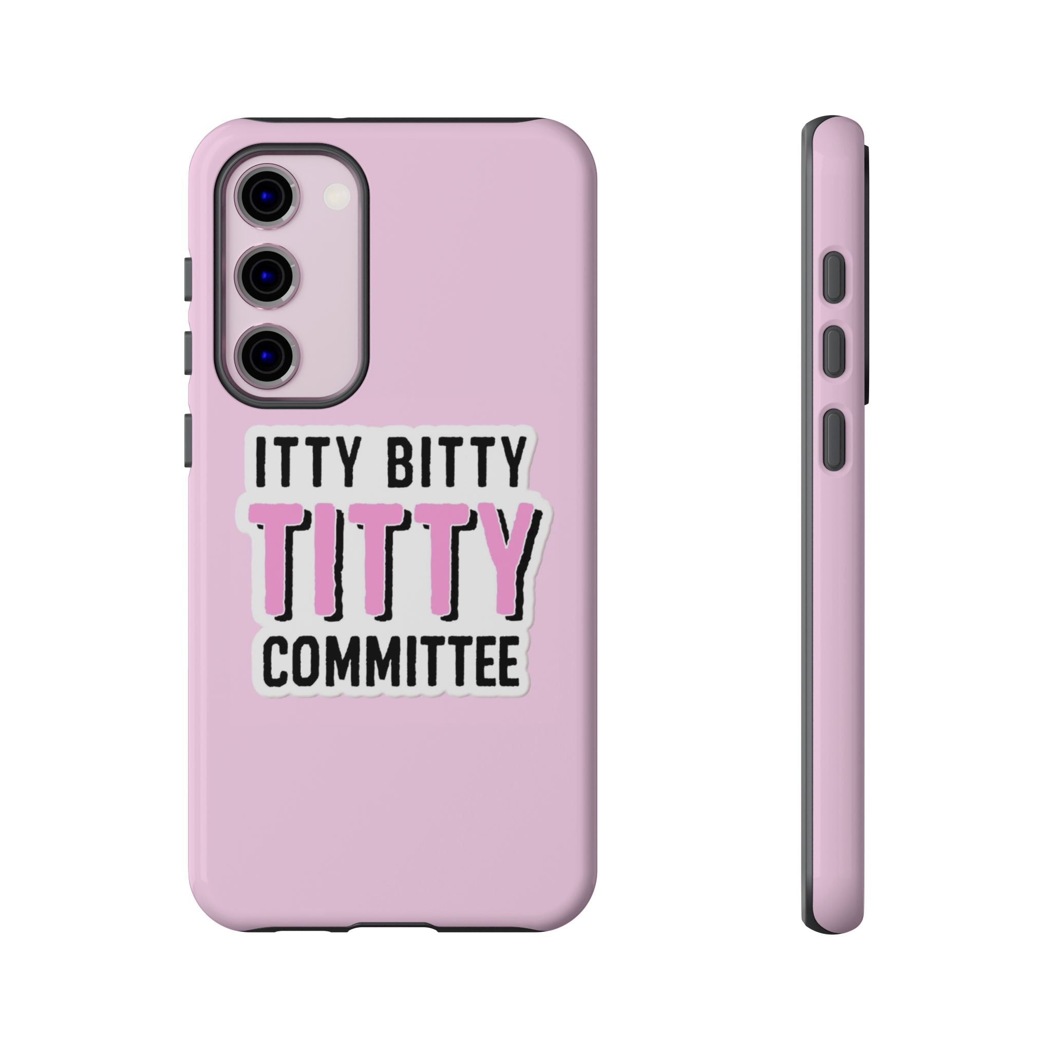 Pink Phone Case with Itty Bitty Titty Committee Design, Funny Phone Cover, Gift for Her, Cute Cellphone Case, Quirky Accessory
