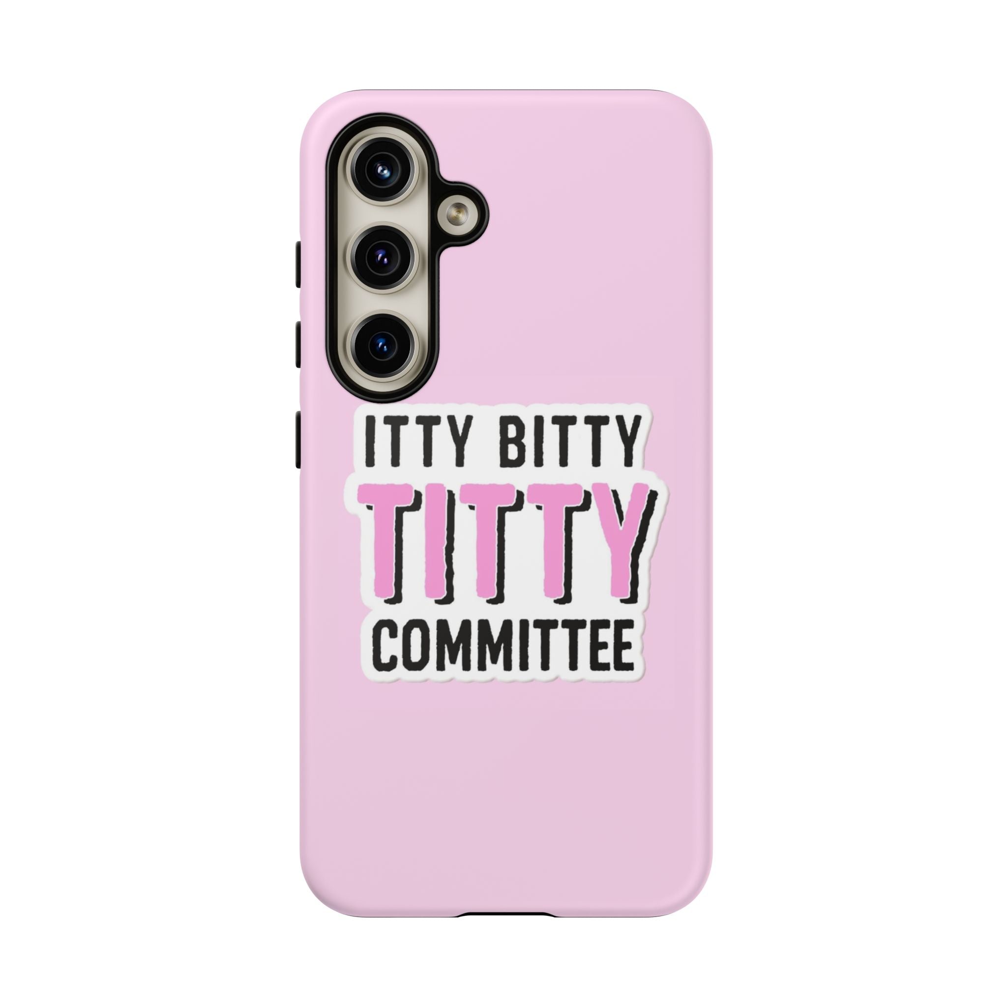 Pink Phone Case with Itty Bitty Titty Committee Design, Funny Phone Cover, Gift for Her, Cute Cellphone Case, Quirky Accessory