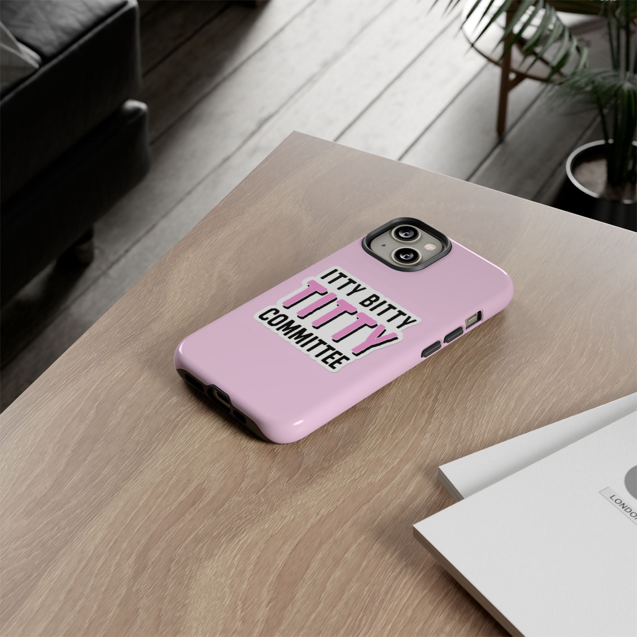 Pink Phone Case with Itty Bitty Titty Committee Design, Funny Phone Cover, Gift for Her, Cute Cellphone Case, Quirky Accessory