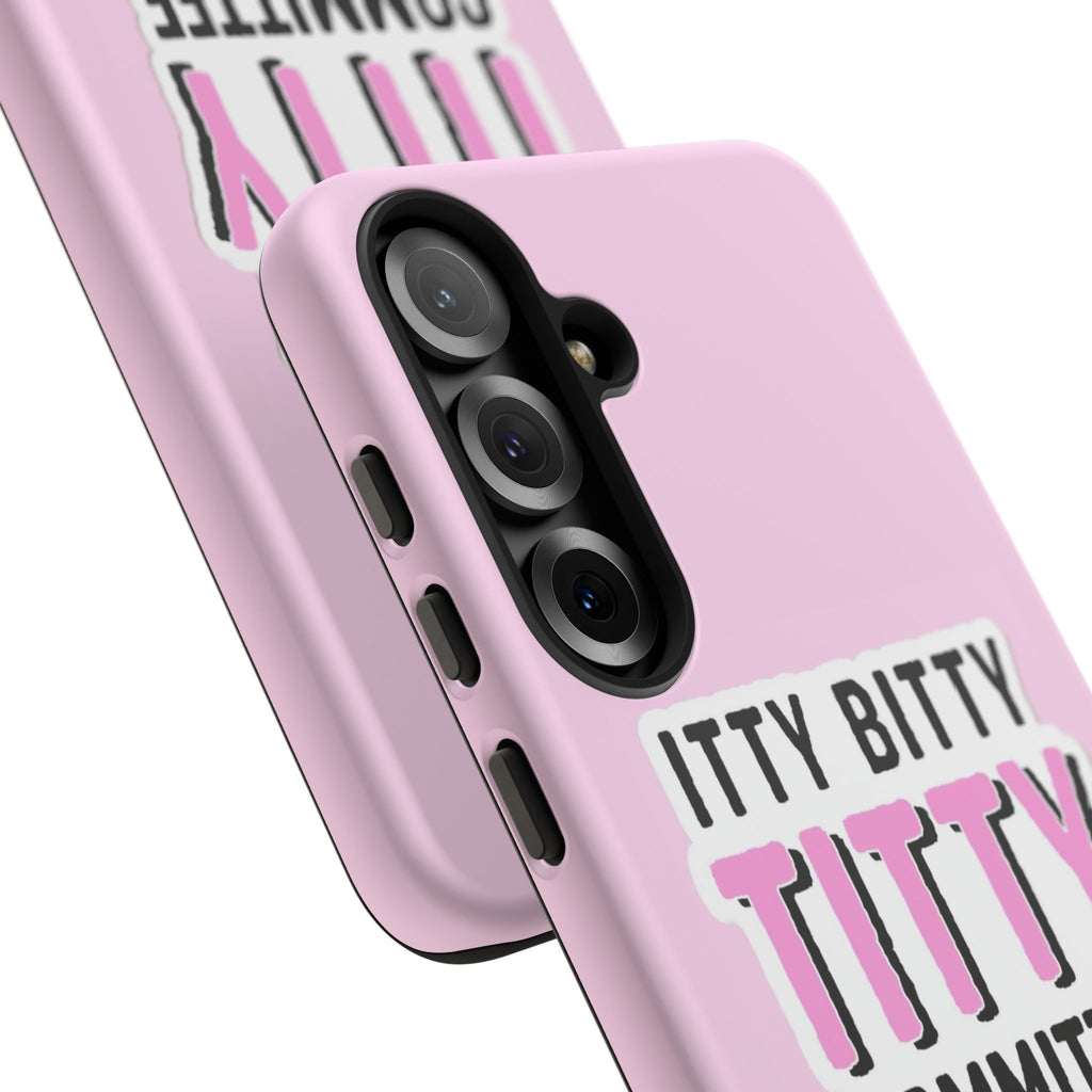 Pink Phone Case with Itty Bitty Titty Committee Design, Funny Phone Cover, Gift for Her, Cute Cellphone Case, Quirky Accessory