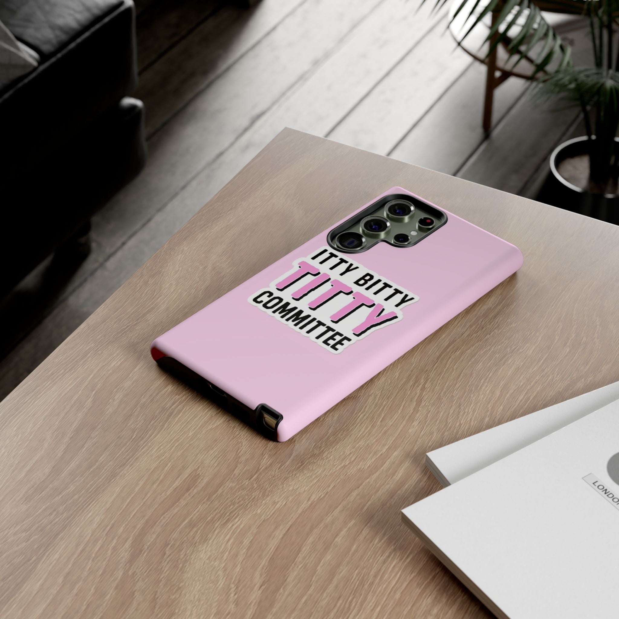 Pink Phone Case with Itty Bitty Titty Committee Design, Funny Phone Cover, Gift for Her, Cute Cellphone Case, Quirky Accessory