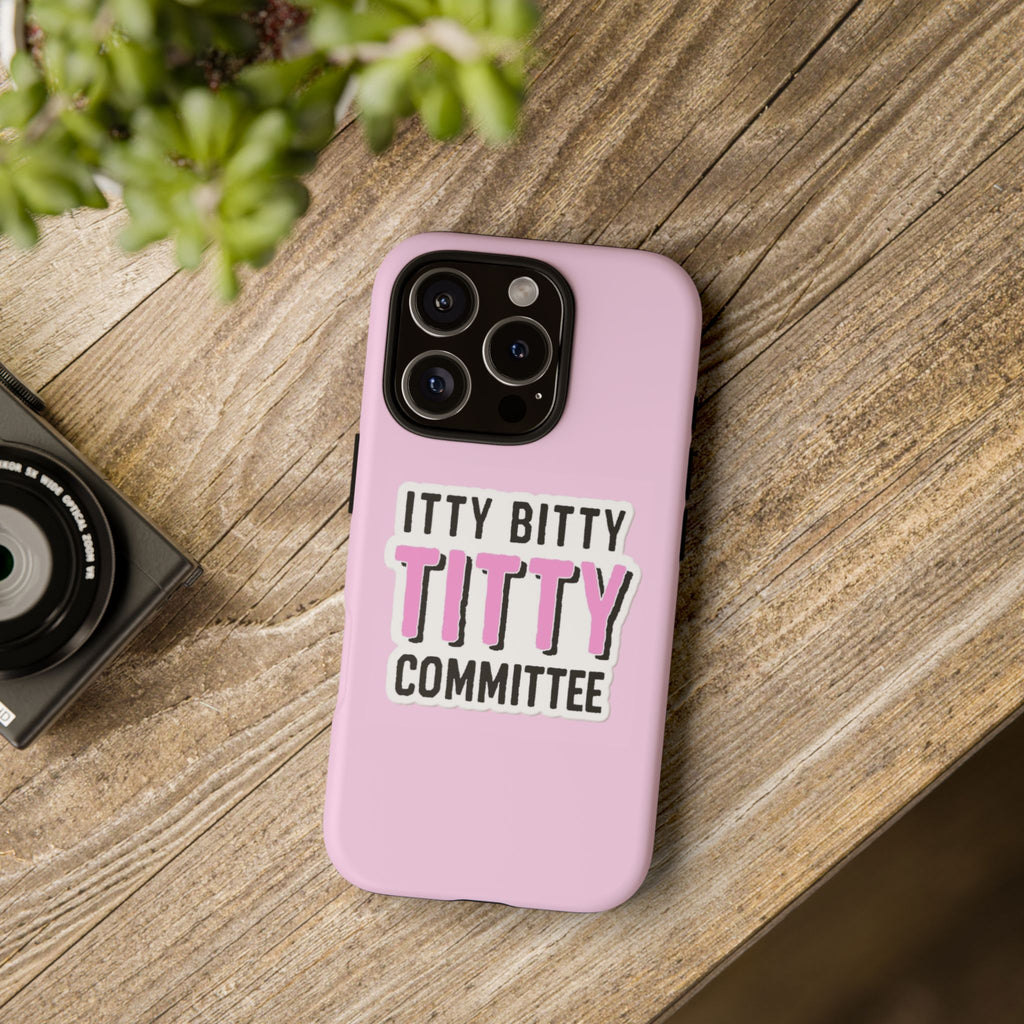 Pink Phone Case with Itty Bitty Titty Committee Design, Funny Phone Cover, Gift for Her, Cute Cellphone Case, Quirky Accessory