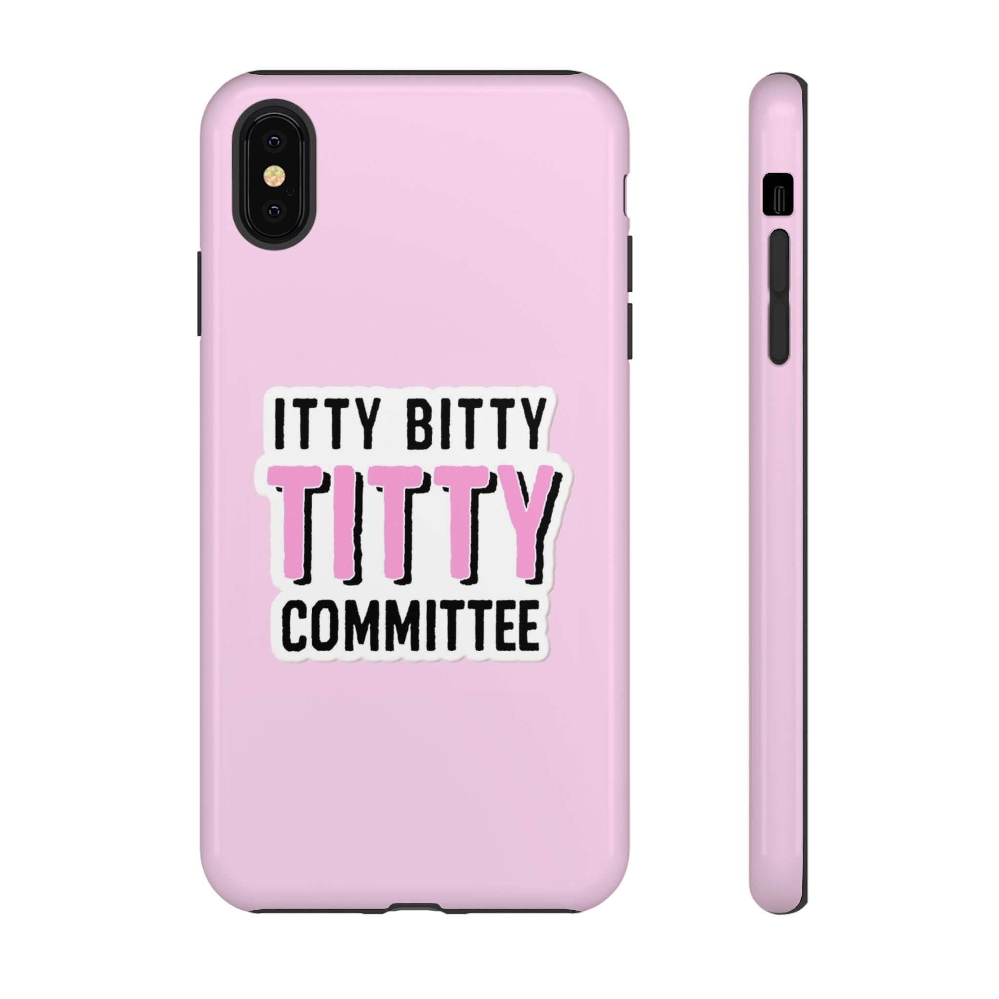 Pink Phone Case with Itty Bitty Titty Committee Design, Funny Phone Cover, Gift for Her, Cute Cellphone Case, Quirky Accessory