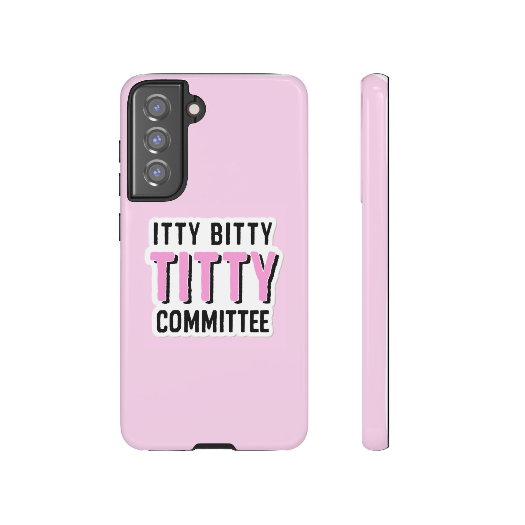 Pink Phone Case with Itty Bitty Titty Committee Design, Funny Phone Cover, Gift for Her, Cute Cellphone Case, Quirky Accessory