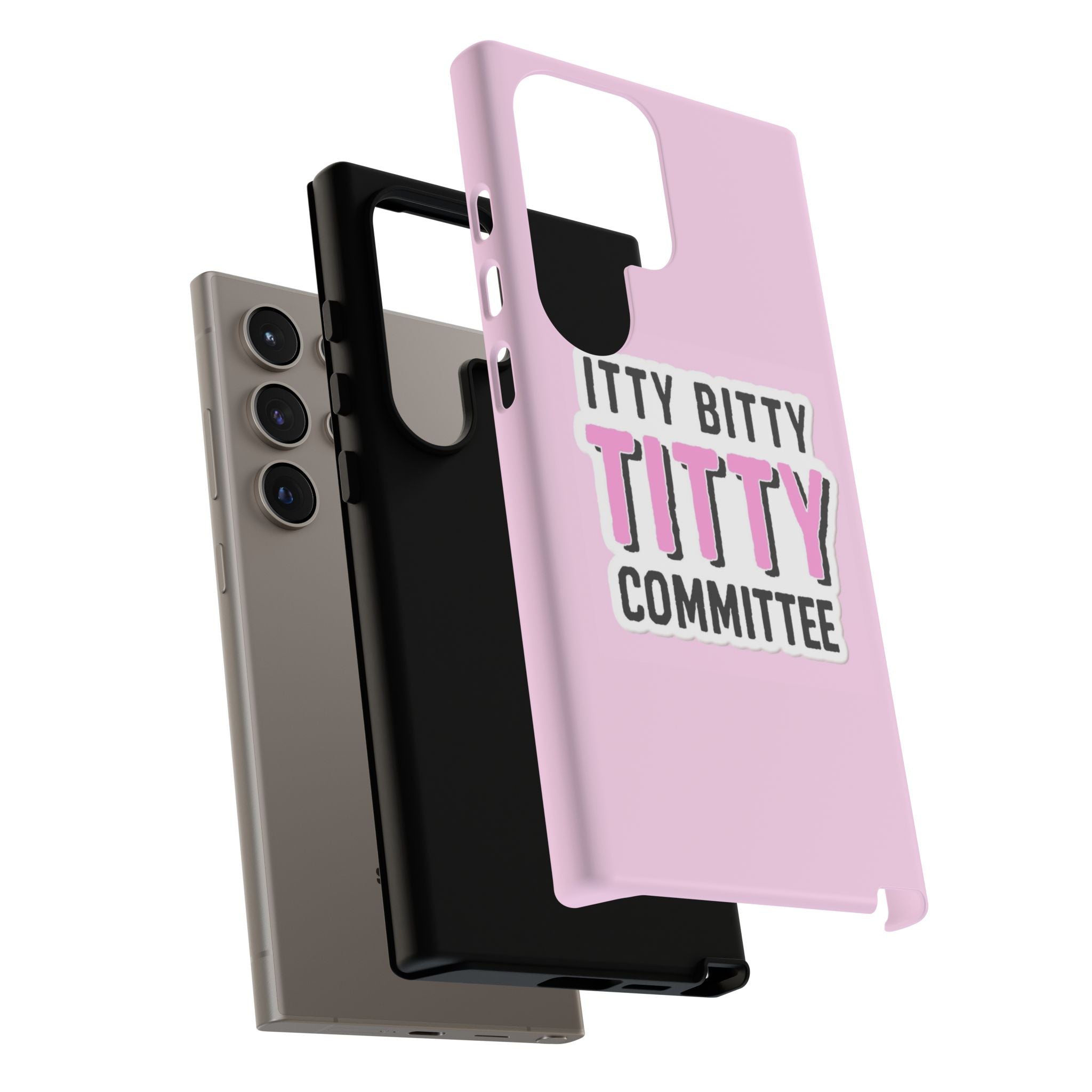 Pink Phone Case with Itty Bitty Titty Committee Design, Funny Phone Cover, Gift for Her, Cute Cellphone Case, Quirky Accessory