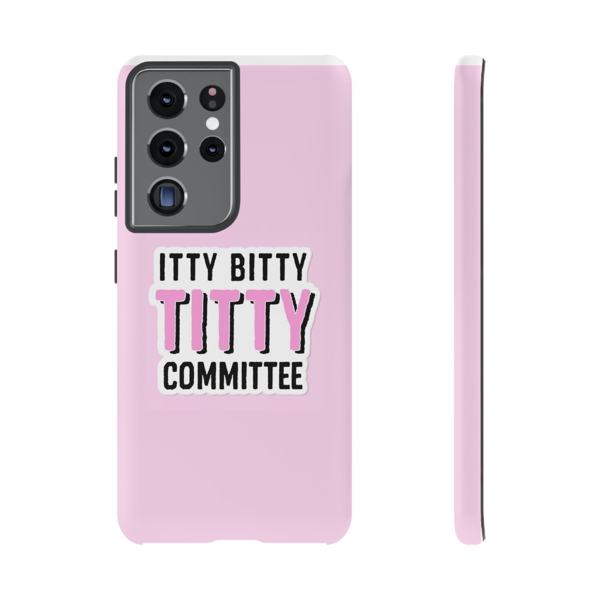 Pink Phone Case with Itty Bitty Titty Committee Design, Funny Phone Cover, Gift for Her, Cute Cellphone Case, Quirky Accessory