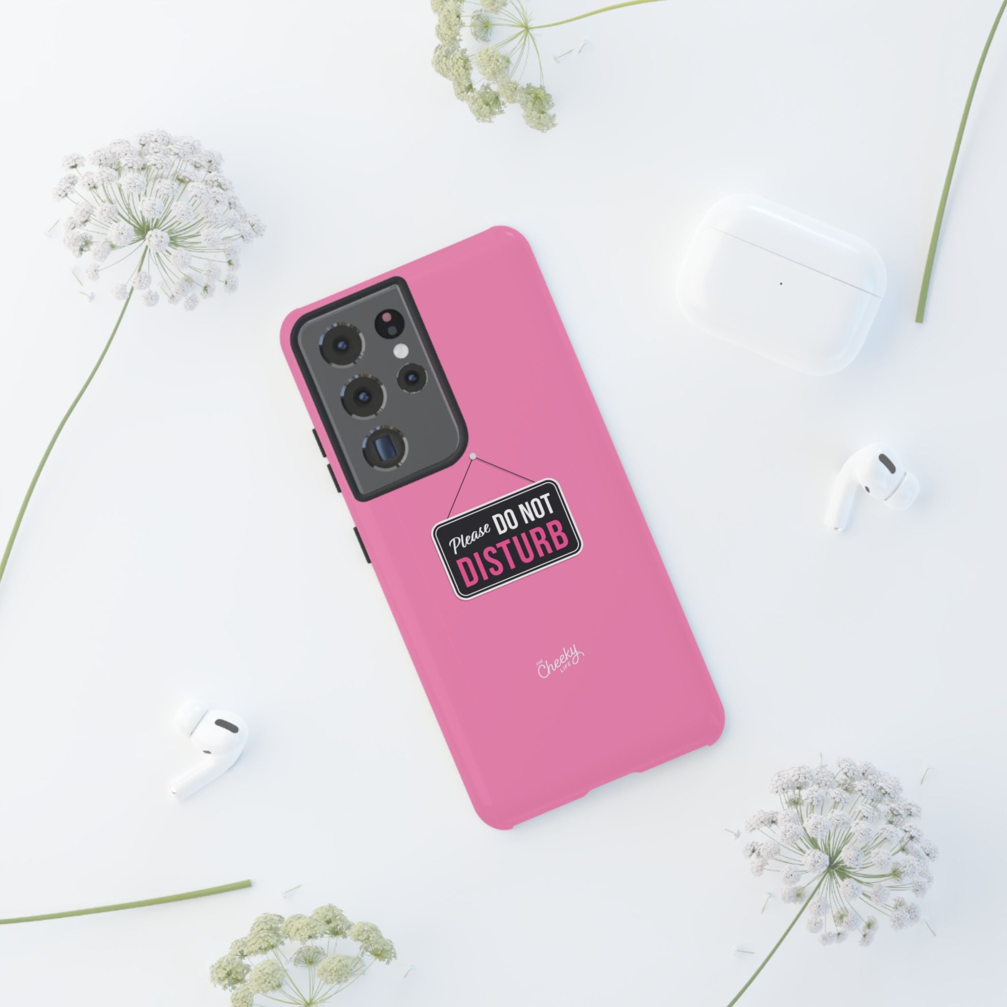 Do Not Disturb Phone Case, Cute Tough Case, Gift for Her, Motivational Tech Accessory, Pink Phone Cover with Attitude