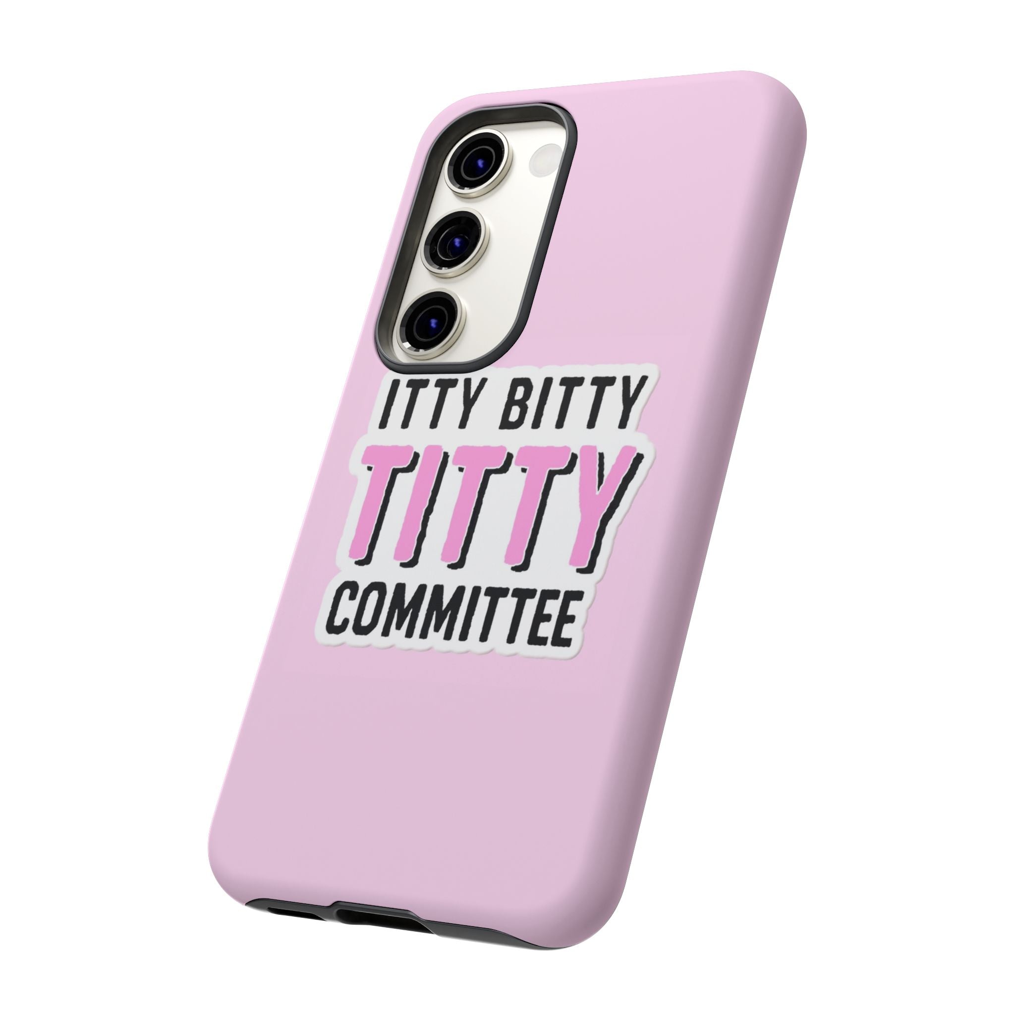 Pink Phone Case with Itty Bitty Titty Committee Design, Funny Phone Cover, Gift for Her, Cute Cellphone Case, Quirky Accessory