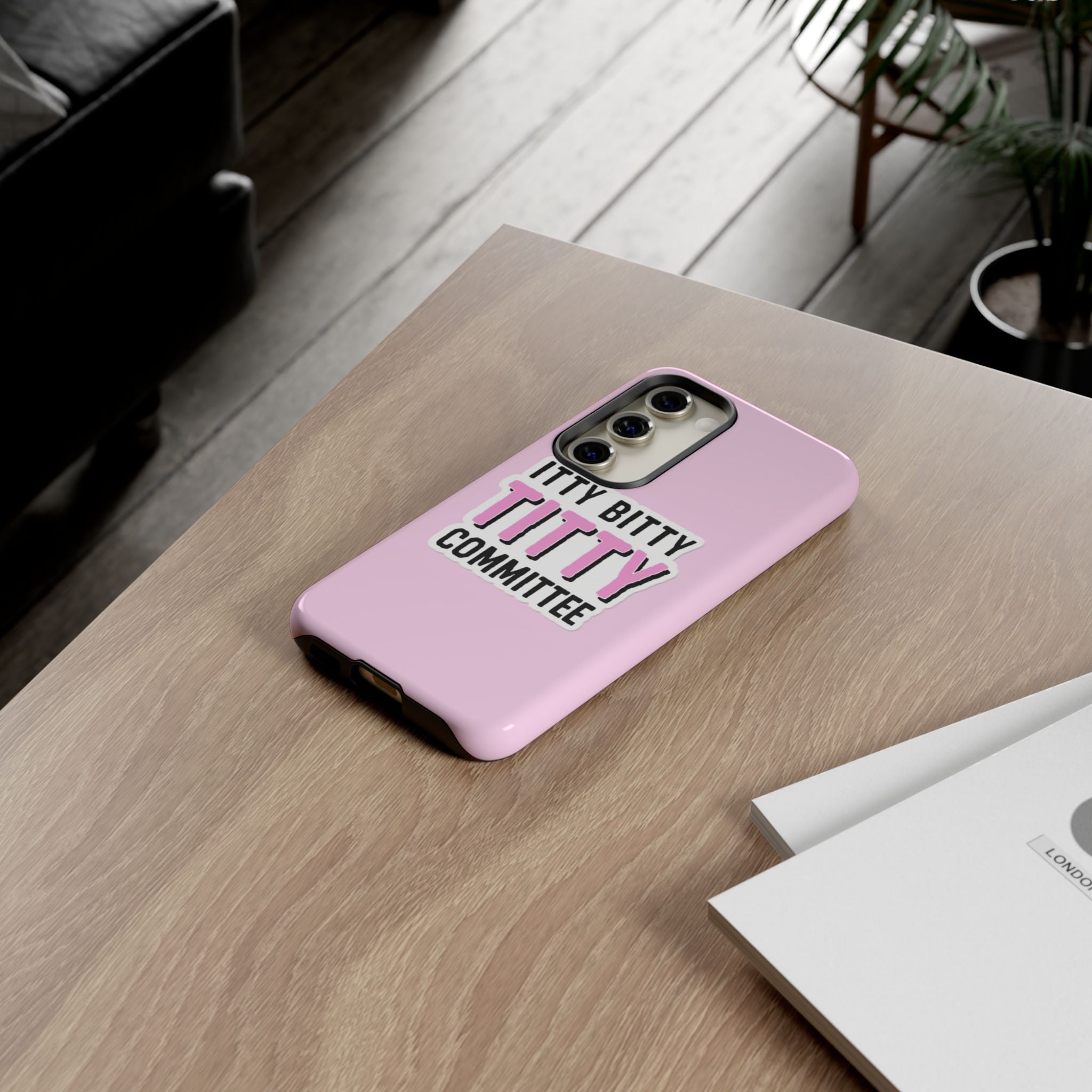 Pink Phone Case with Itty Bitty Titty Committee Design, Funny Phone Cover, Gift for Her, Cute Cellphone Case, Quirky Accessory