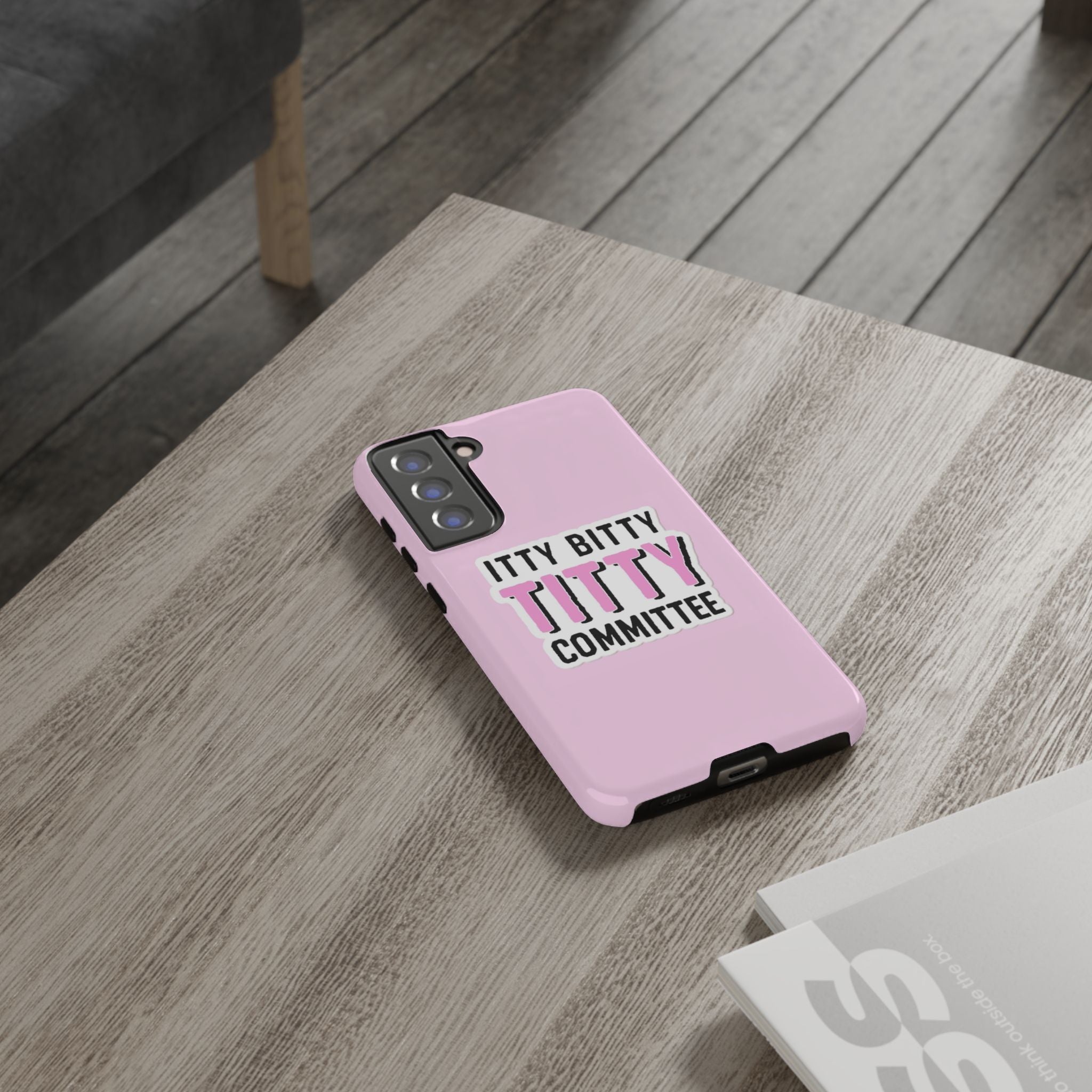 Pink Phone Case with Itty Bitty Titty Committee Design, Funny Phone Cover, Gift for Her, Cute Cellphone Case, Quirky Accessory