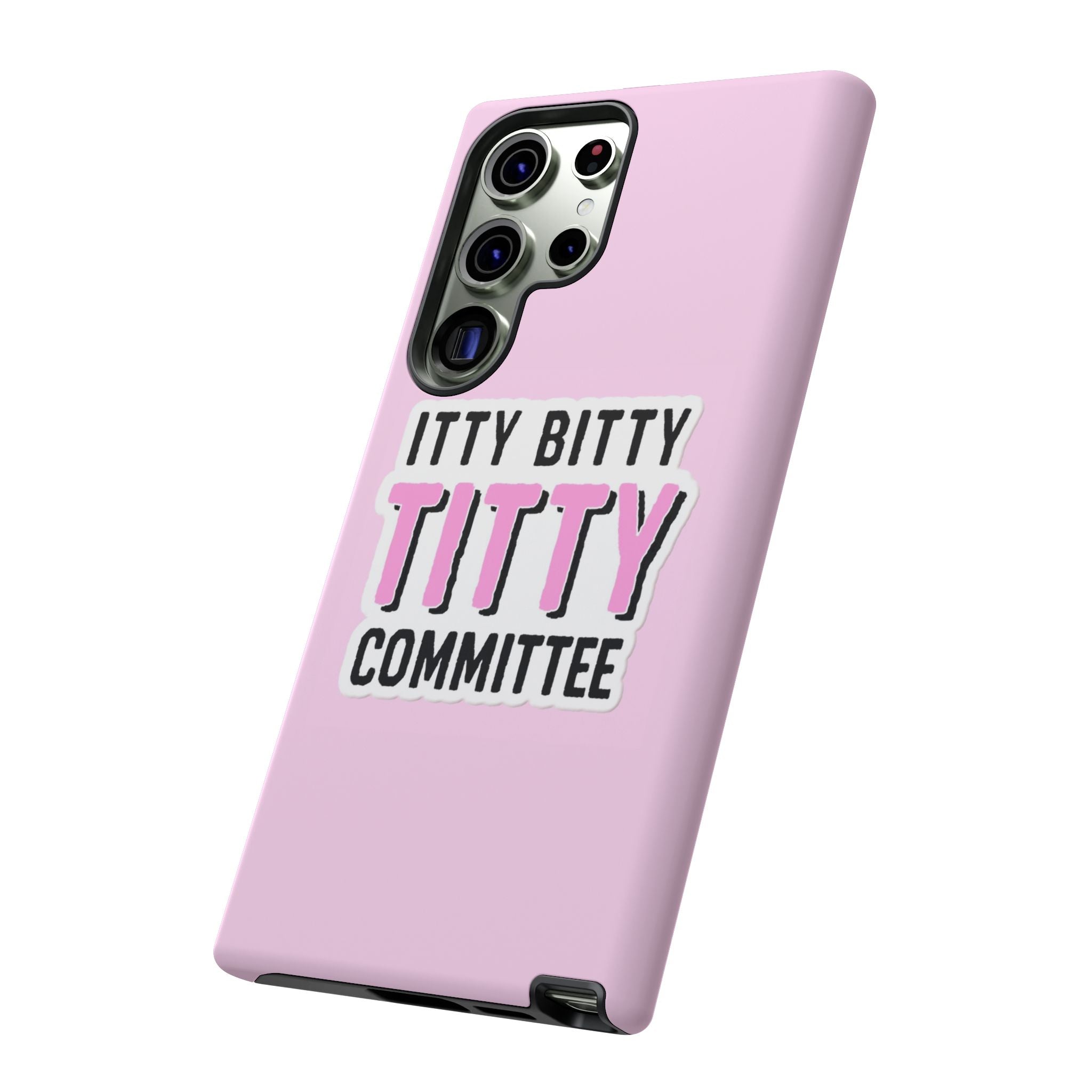 Pink Phone Case with Itty Bitty Titty Committee Design, Funny Phone Cover, Gift for Her, Cute Cellphone Case, Quirky Accessory