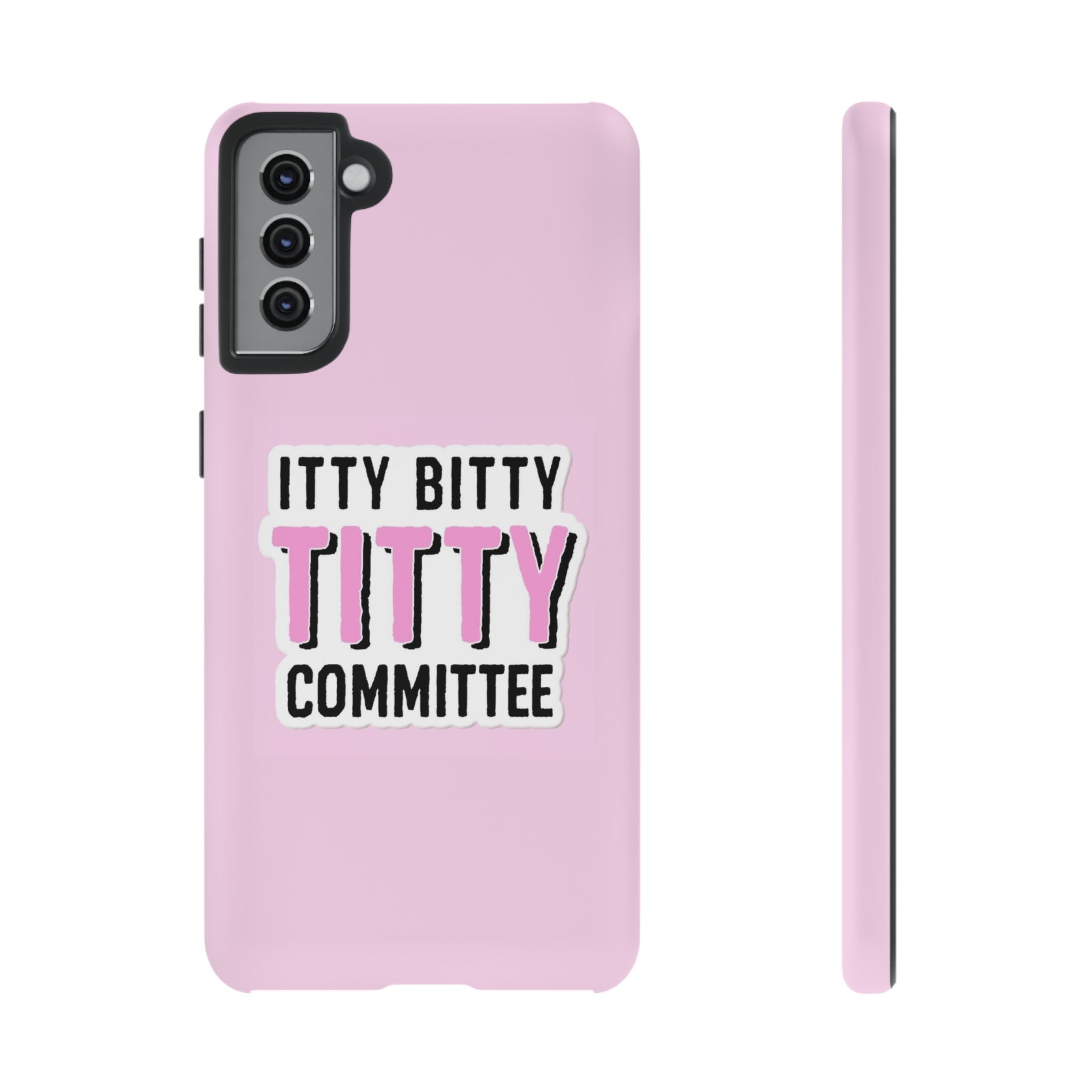 Pink Phone Case with Itty Bitty Titty Committee Design, Funny Phone Cover, Gift for Her, Cute Cellphone Case, Quirky Accessory
