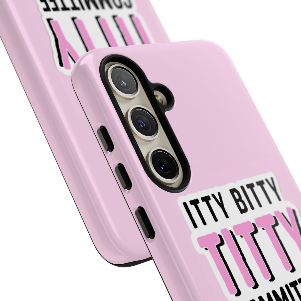 Pink Phone Case with Itty Bitty Titty Committee Design, Funny Phone Cover, Gift for Her, Cute Cellphone Case, Quirky Accessory