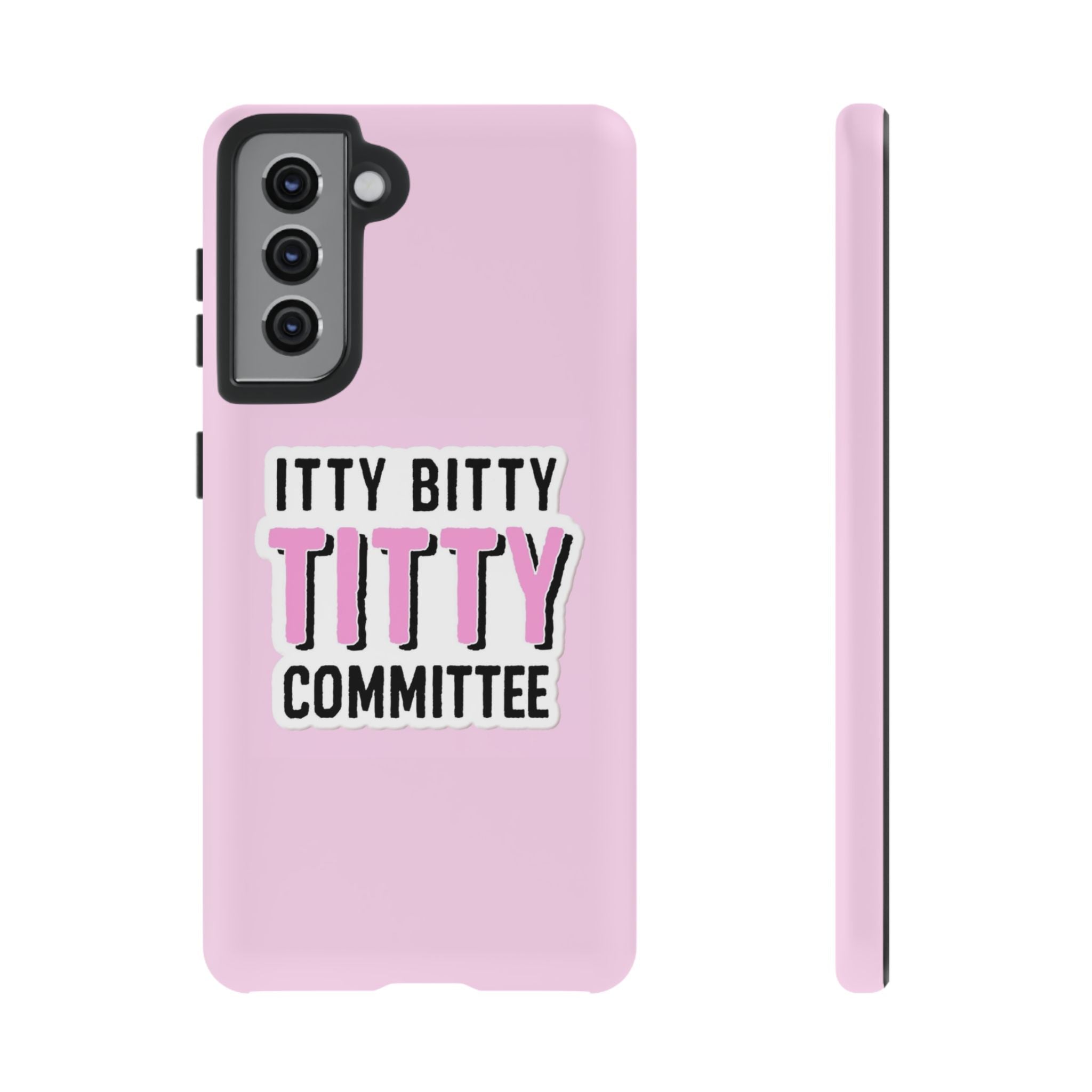 Pink Phone Case with Itty Bitty Titty Committee Design, Funny Phone Cover, Gift for Her, Cute Cellphone Case, Quirky Accessory
