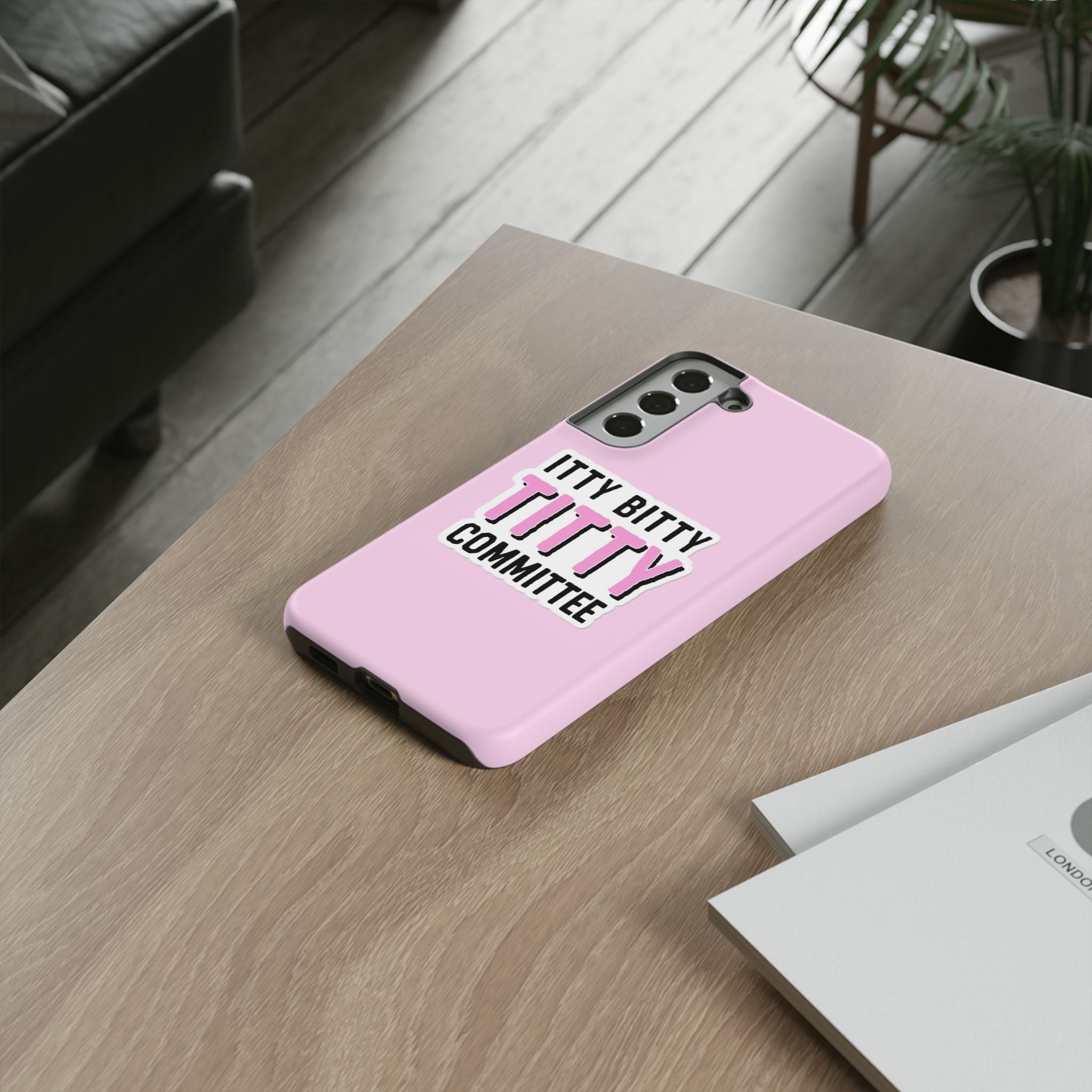 Pink Phone Case with Itty Bitty Titty Committee Design, Funny Phone Cover, Gift for Her, Cute Cellphone Case, Quirky Accessory