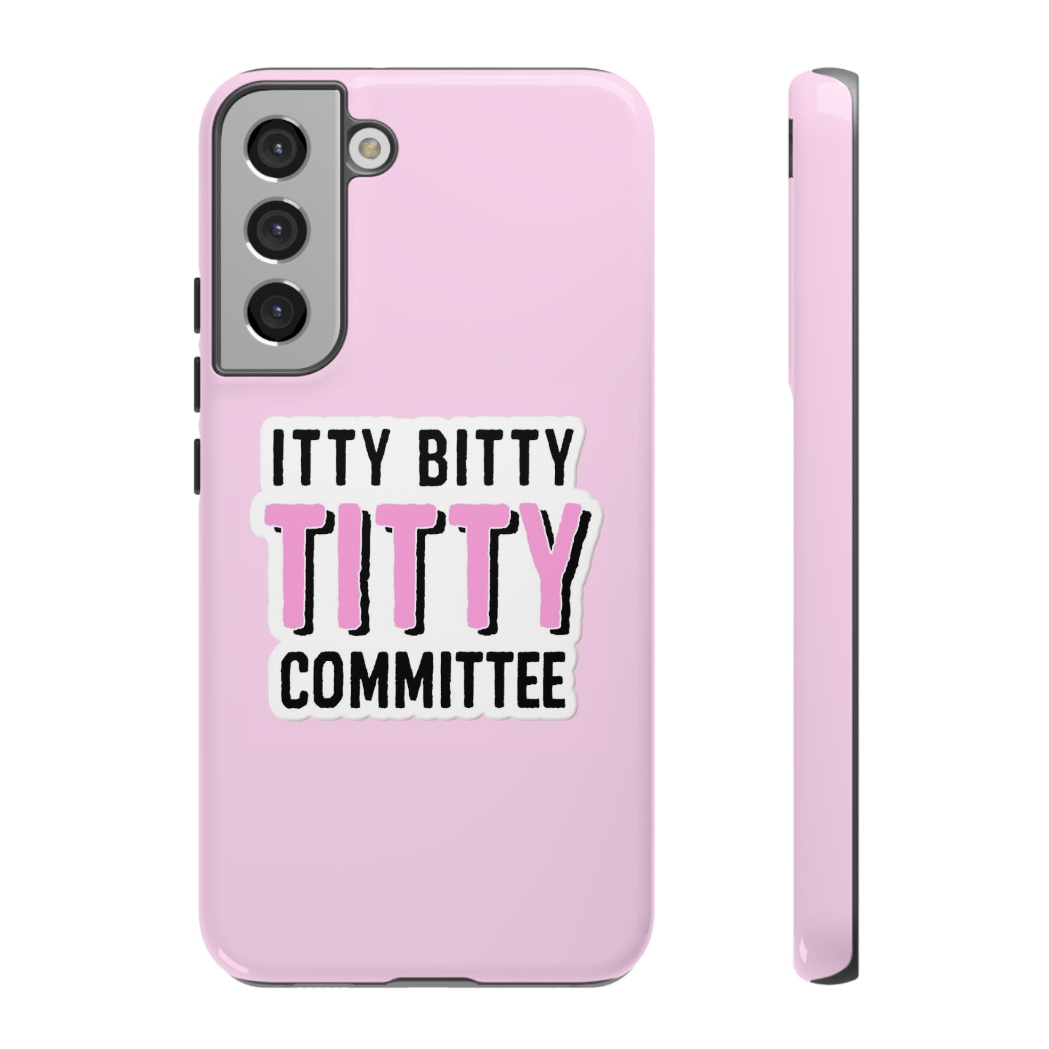 Pink Phone Case with Itty Bitty Titty Committee Design, Funny Phone Cover, Gift for Her, Cute Cellphone Case, Quirky Accessory