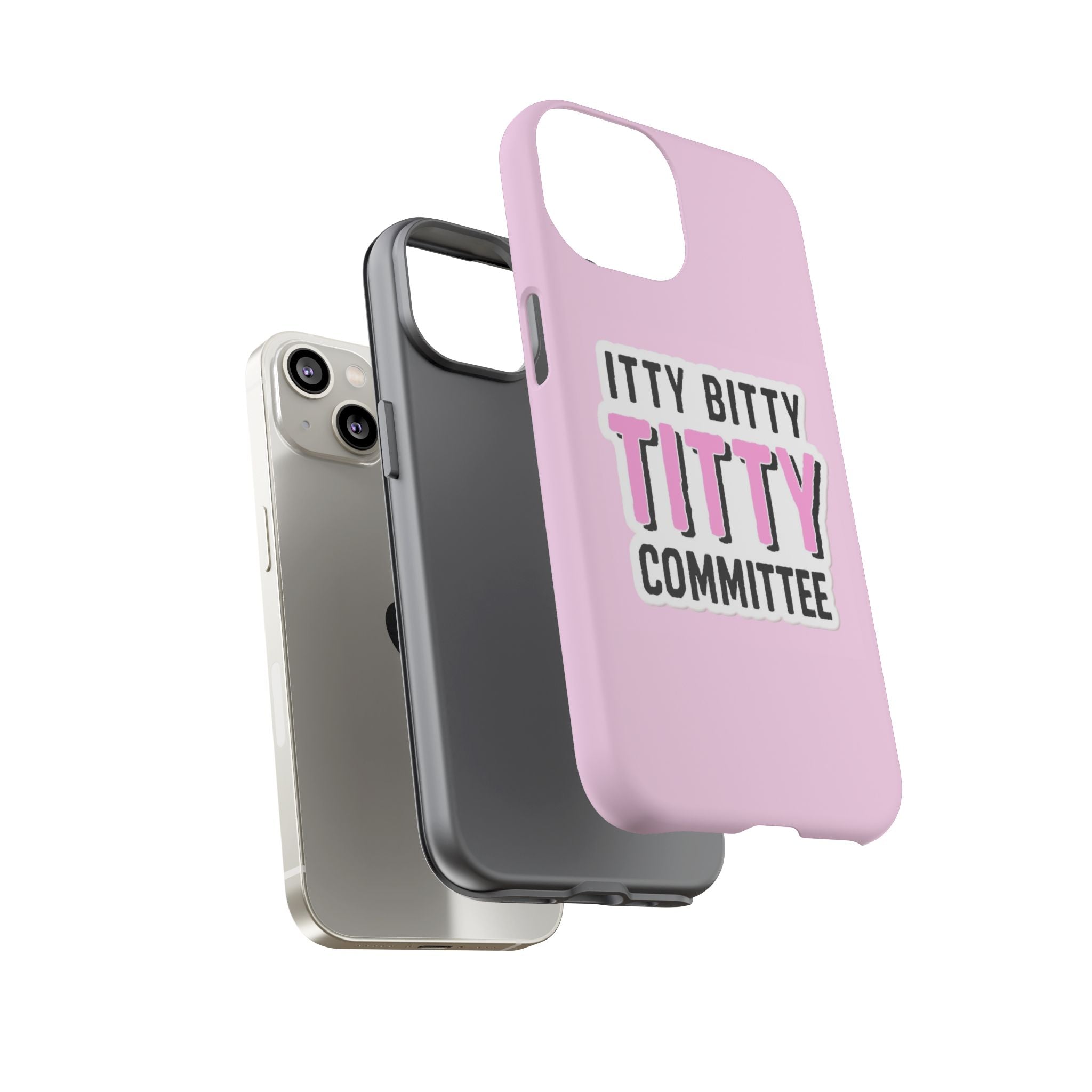 Pink Phone Case with Itty Bitty Titty Committee Design, Funny Phone Cover, Gift for Her, Cute Cellphone Case, Quirky Accessory