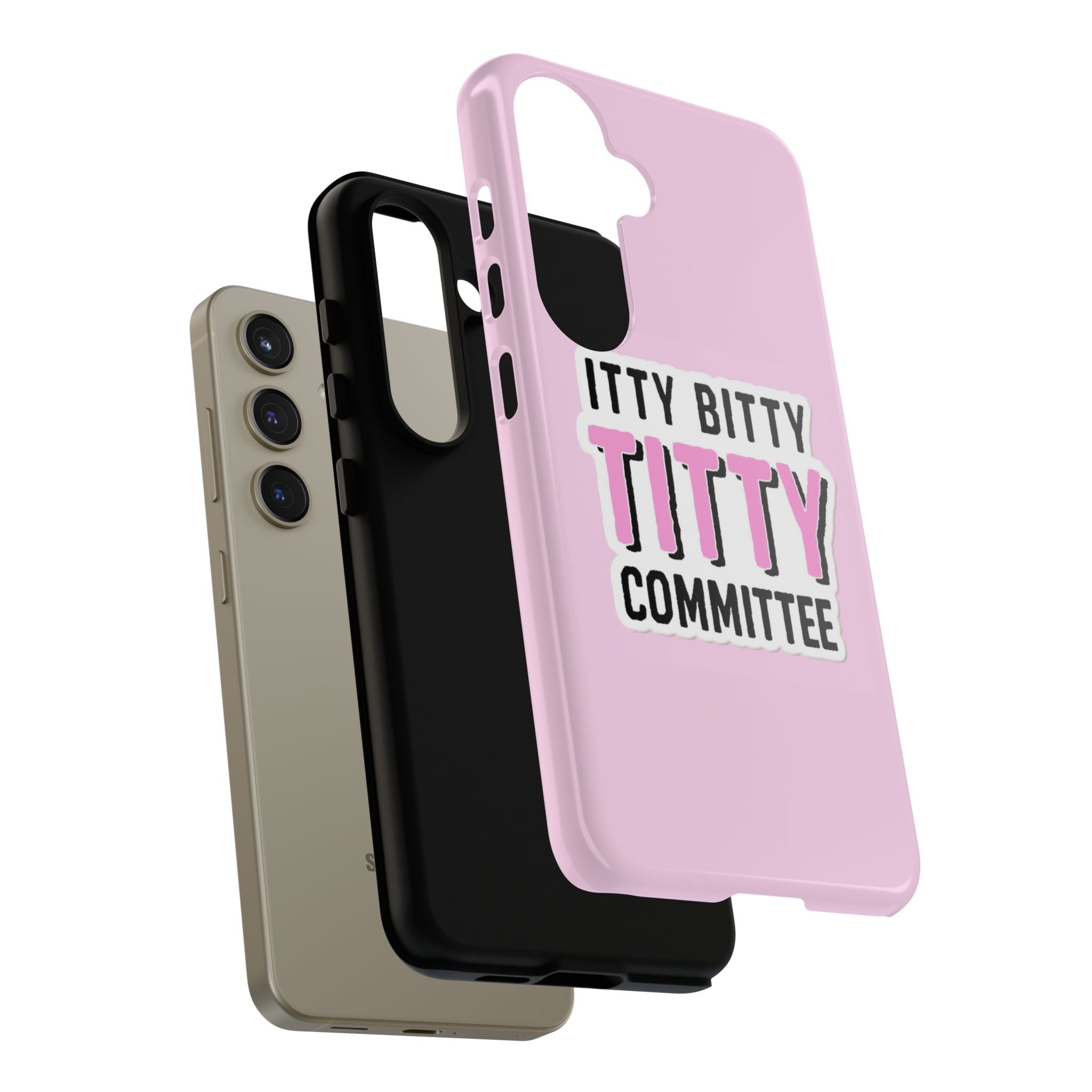 Pink Phone Case with Itty Bitty Titty Committee Design, Funny Phone Cover, Gift for Her, Cute Cellphone Case, Quirky Accessory