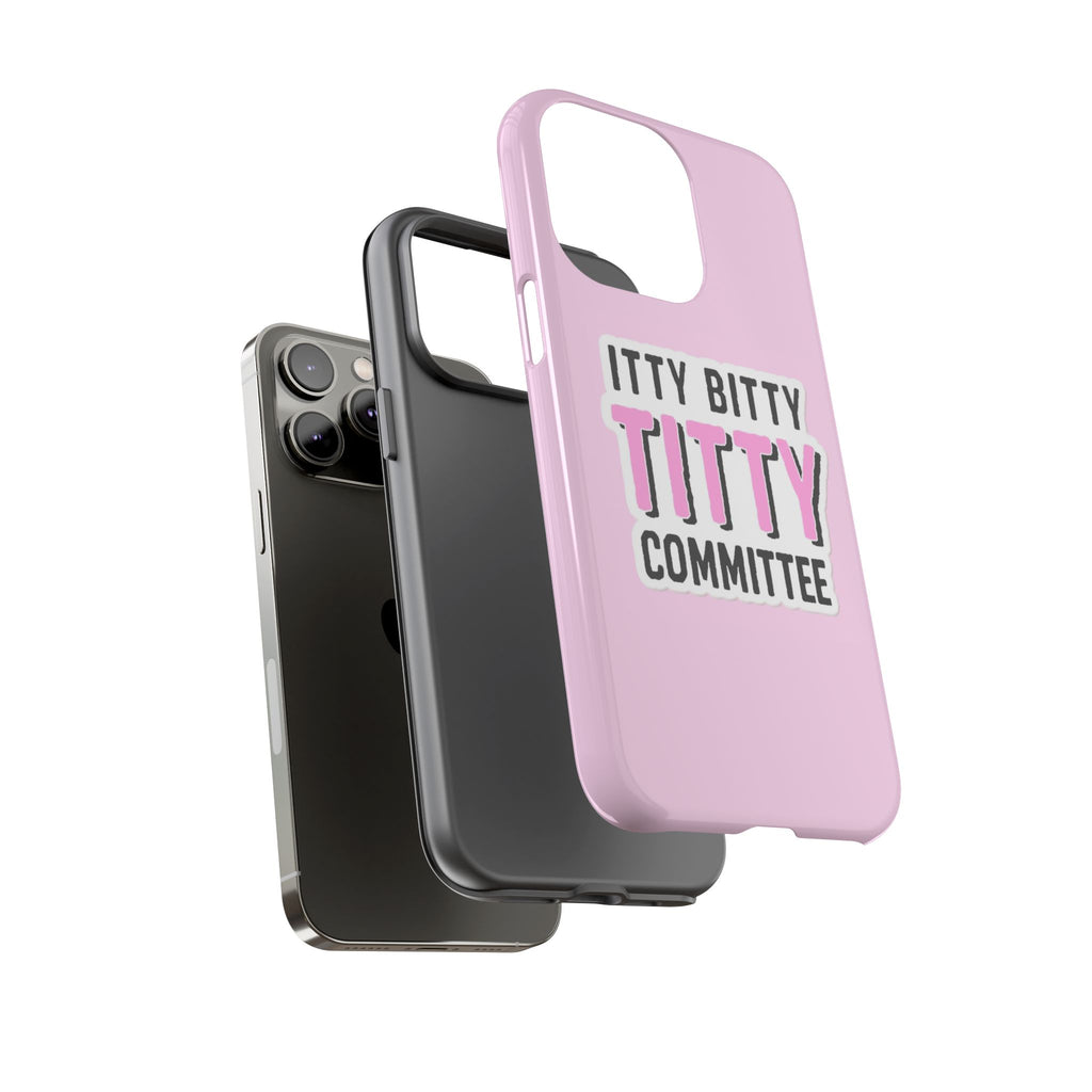Pink Phone Case with Itty Bitty Titty Committee Design, Funny Phone Cover, Gift for Her, Cute Cellphone Case, Quirky Accessory