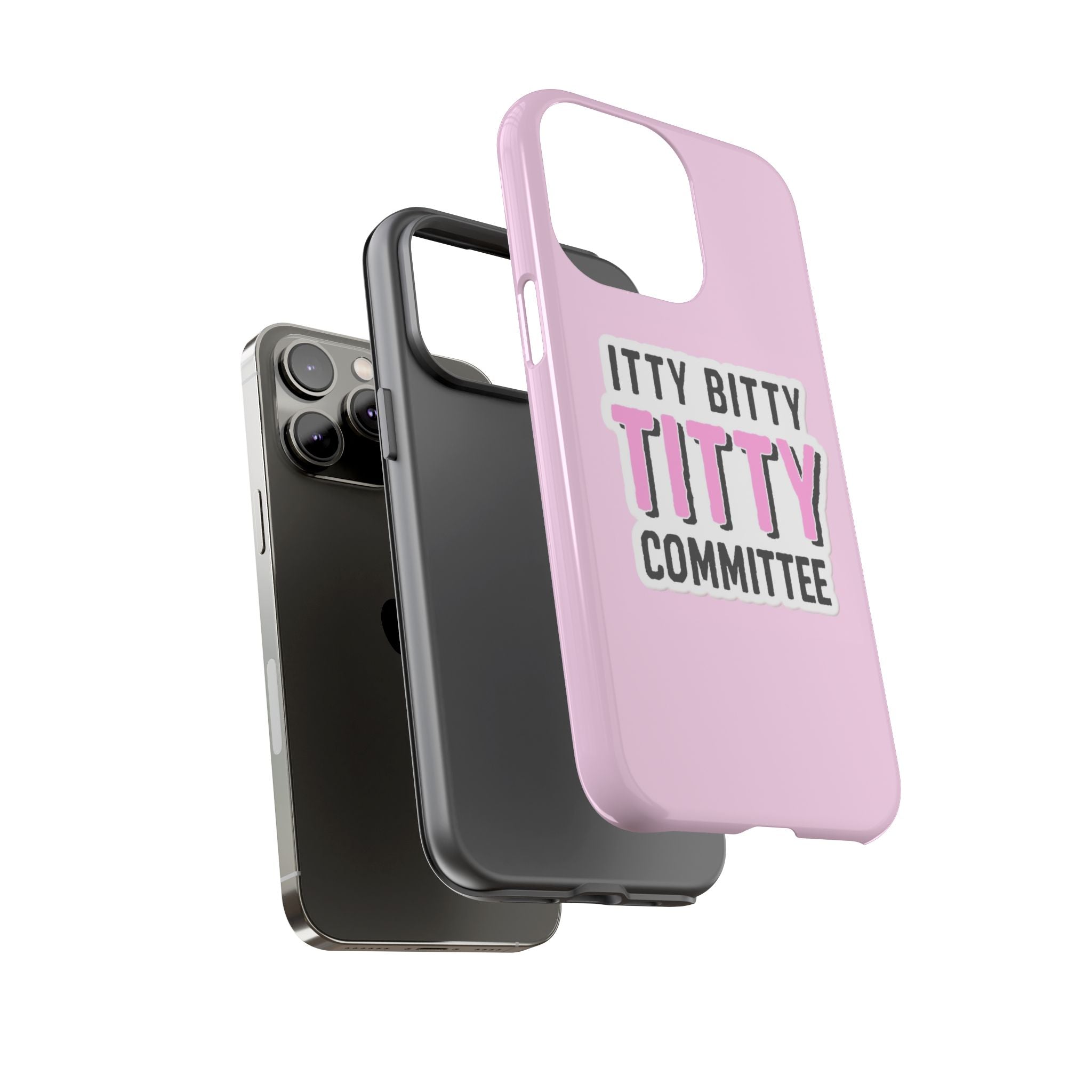 Pink Phone Case with Itty Bitty Titty Committee Design, Funny Phone Cover, Gift for Her, Cute Cellphone Case, Quirky Accessory