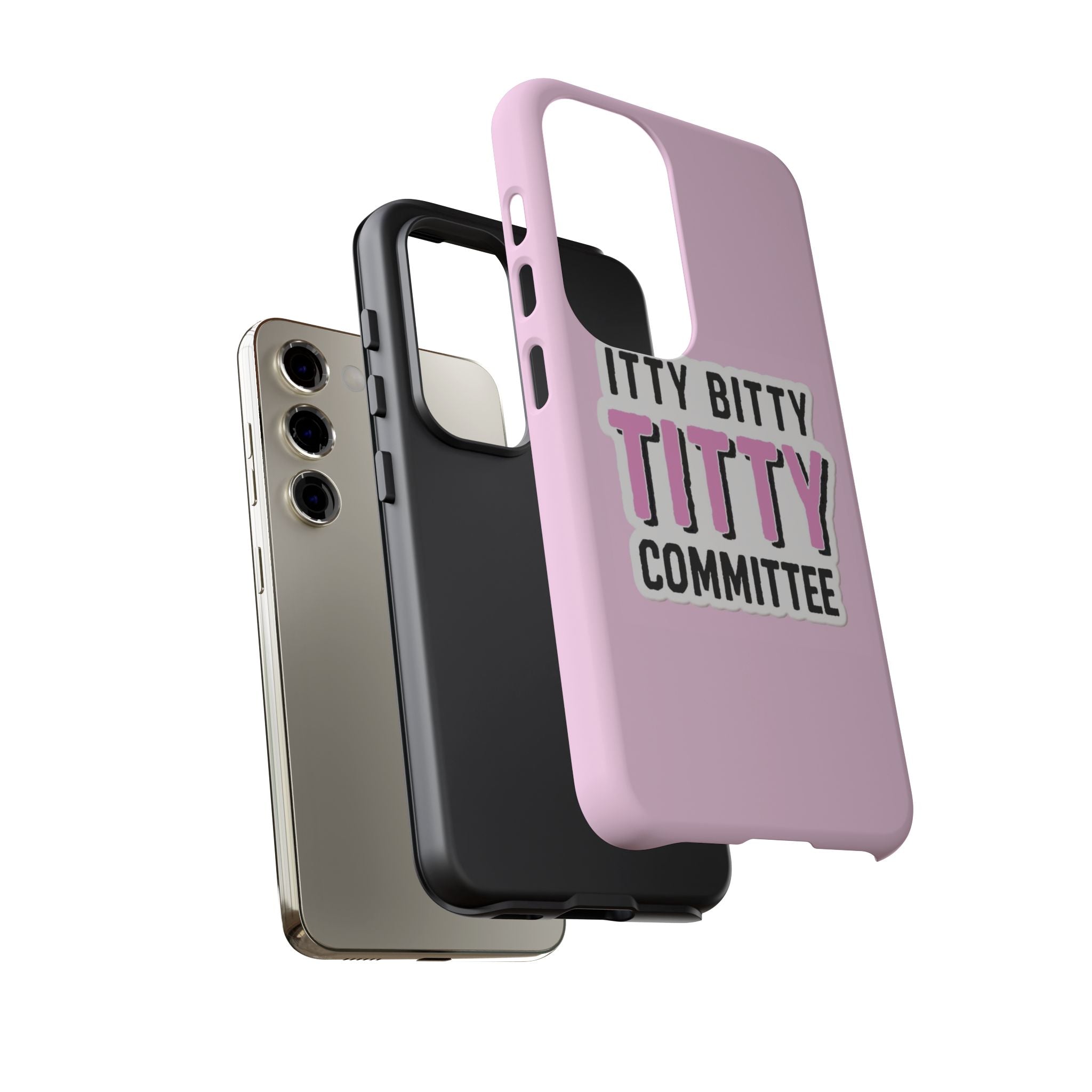 Pink Phone Case with Itty Bitty Titty Committee Design, Funny Phone Cover, Gift for Her, Cute Cellphone Case, Quirky Accessory