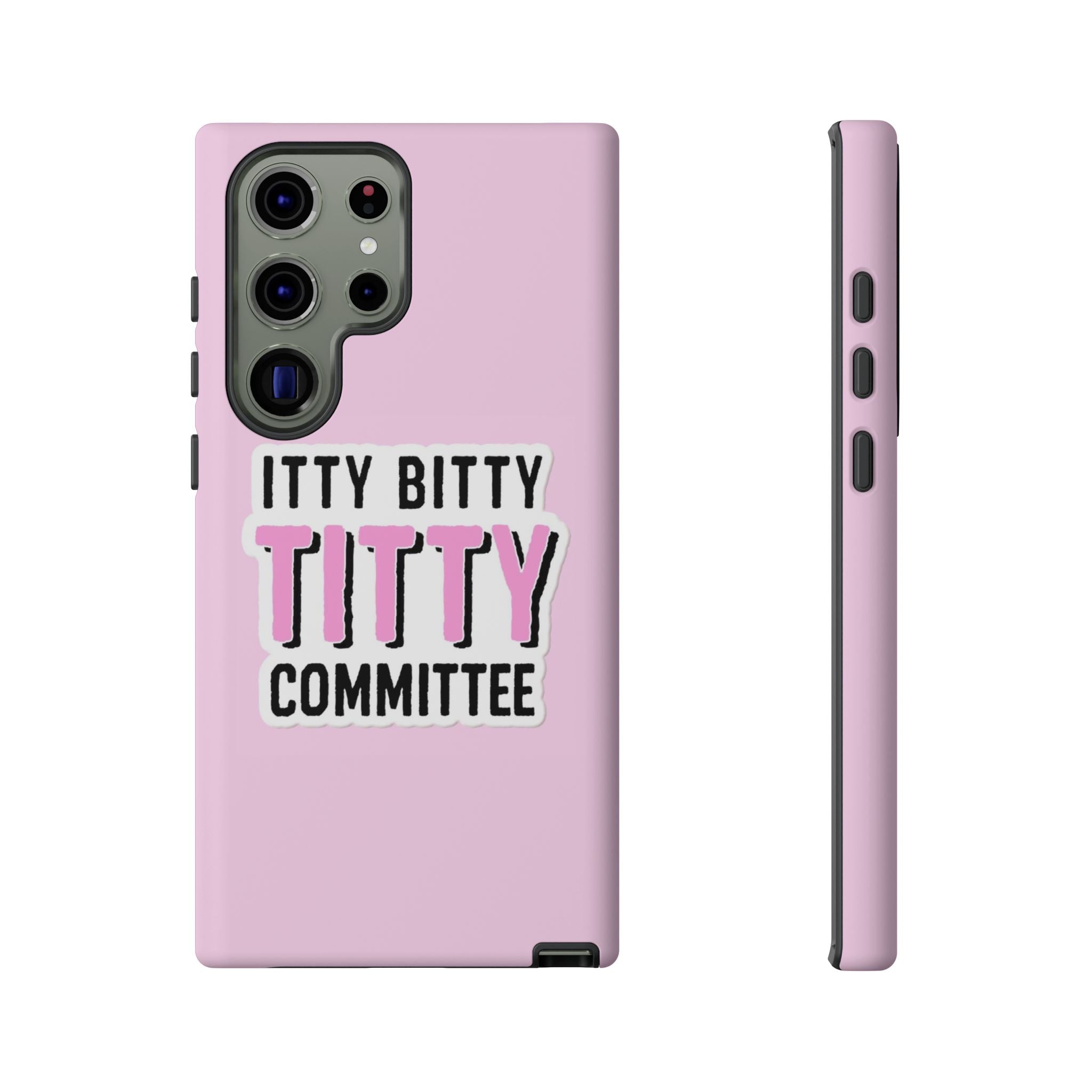 Pink Phone Case with Itty Bitty Titty Committee Design, Funny Phone Cover, Gift for Her, Cute Cellphone Case, Quirky Accessory