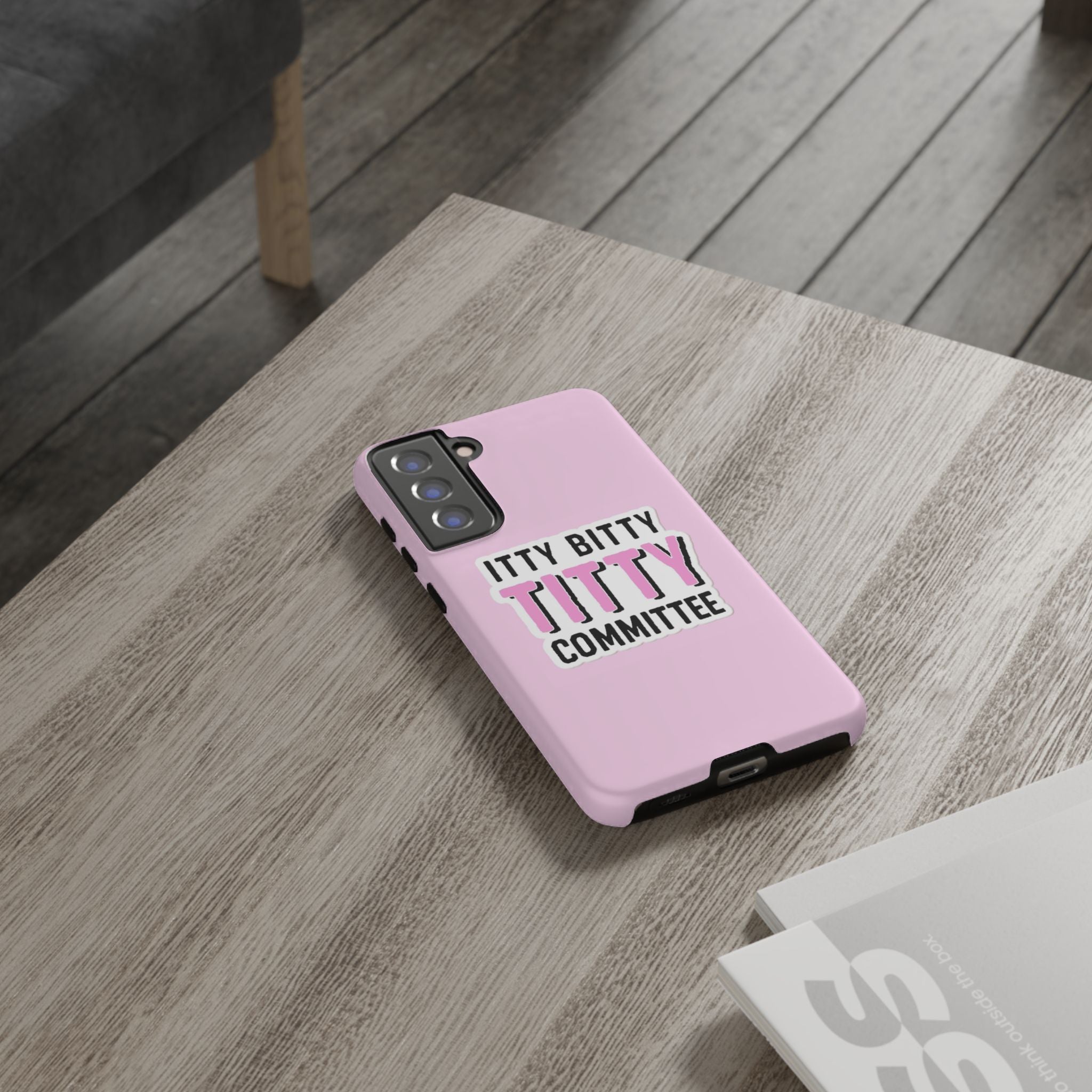 Pink Phone Case with Itty Bitty Titty Committee Design, Funny Phone Cover, Gift for Her, Cute Cellphone Case, Quirky Accessory