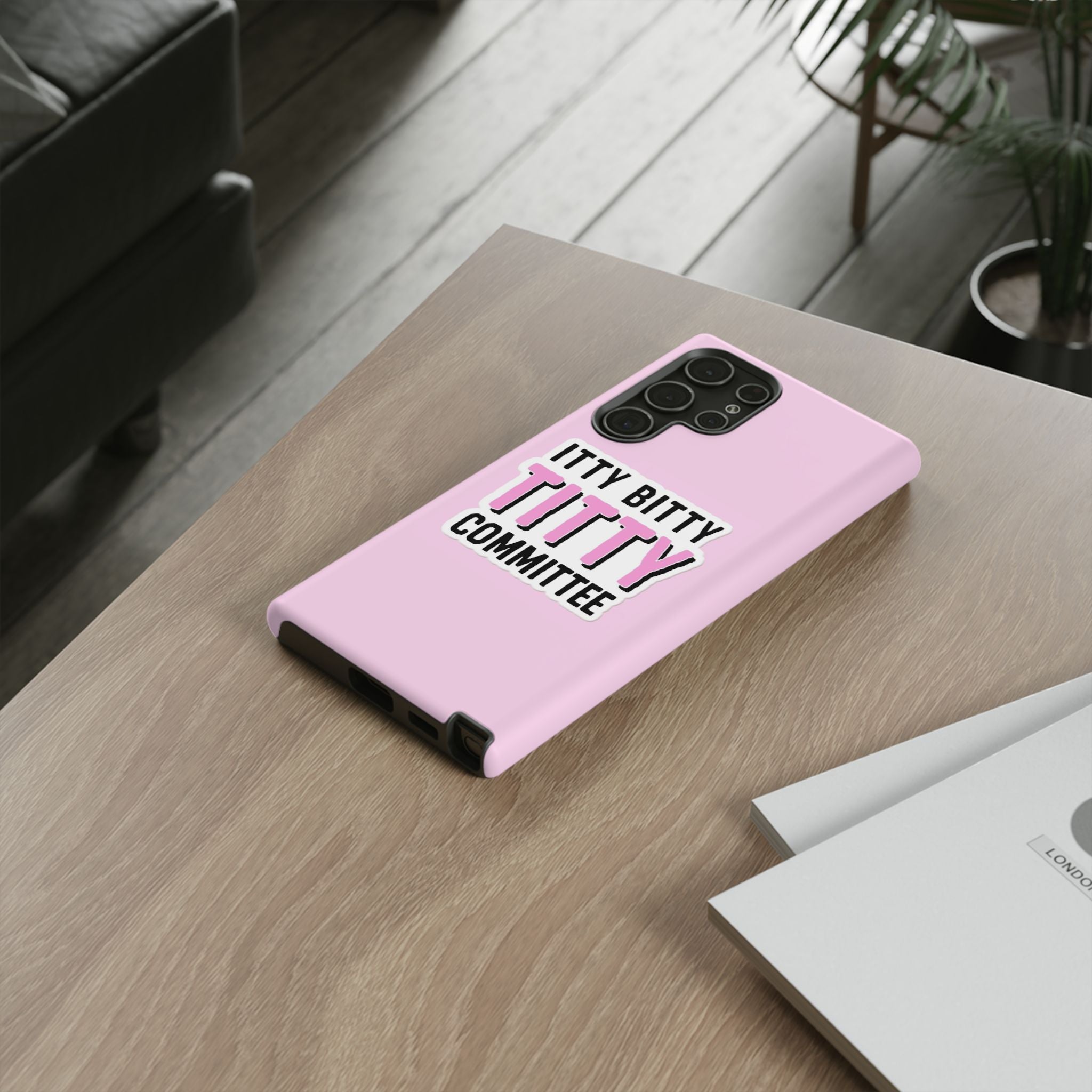 Pink Phone Case with Itty Bitty Titty Committee Design, Funny Phone Cover, Gift for Her, Cute Cellphone Case, Quirky Accessory