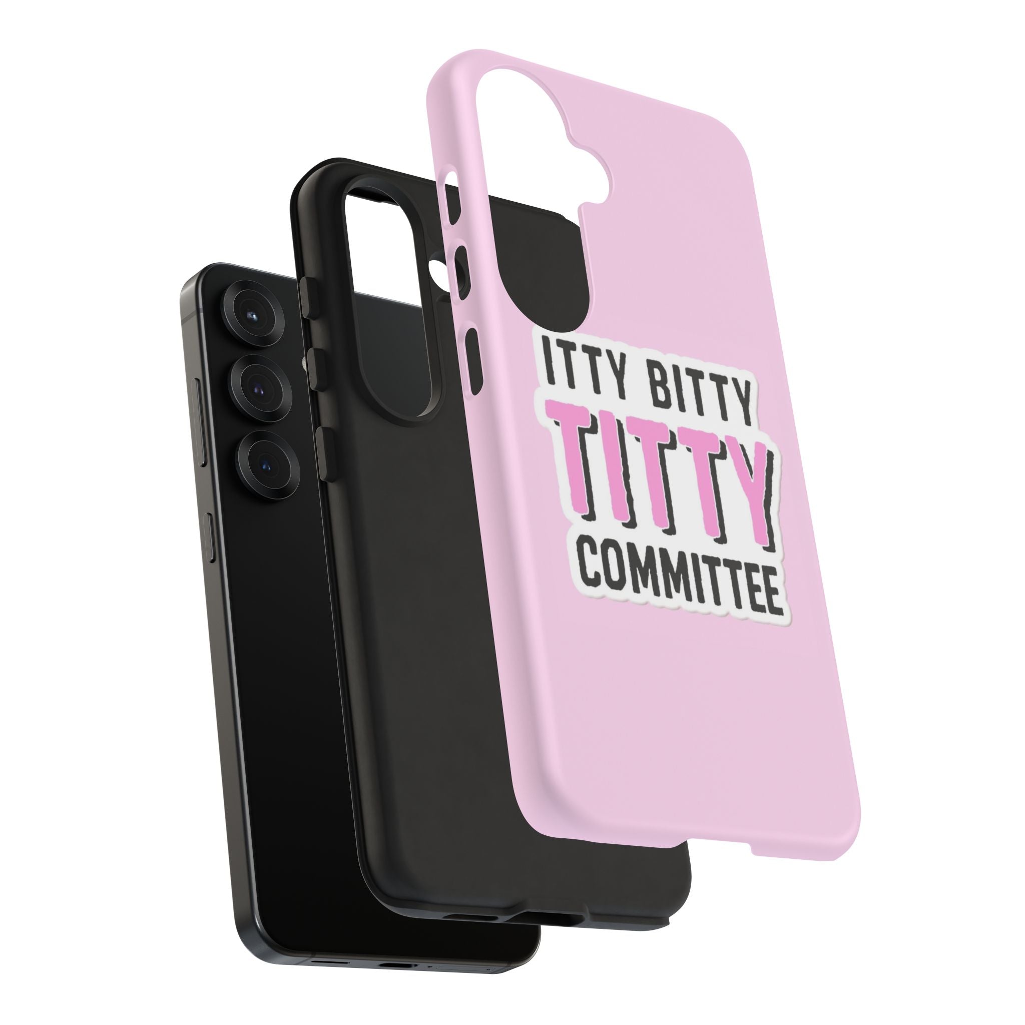 Pink Phone Case with Itty Bitty Titty Committee Design, Funny Phone Cover, Gift for Her, Cute Cellphone Case, Quirky Accessory