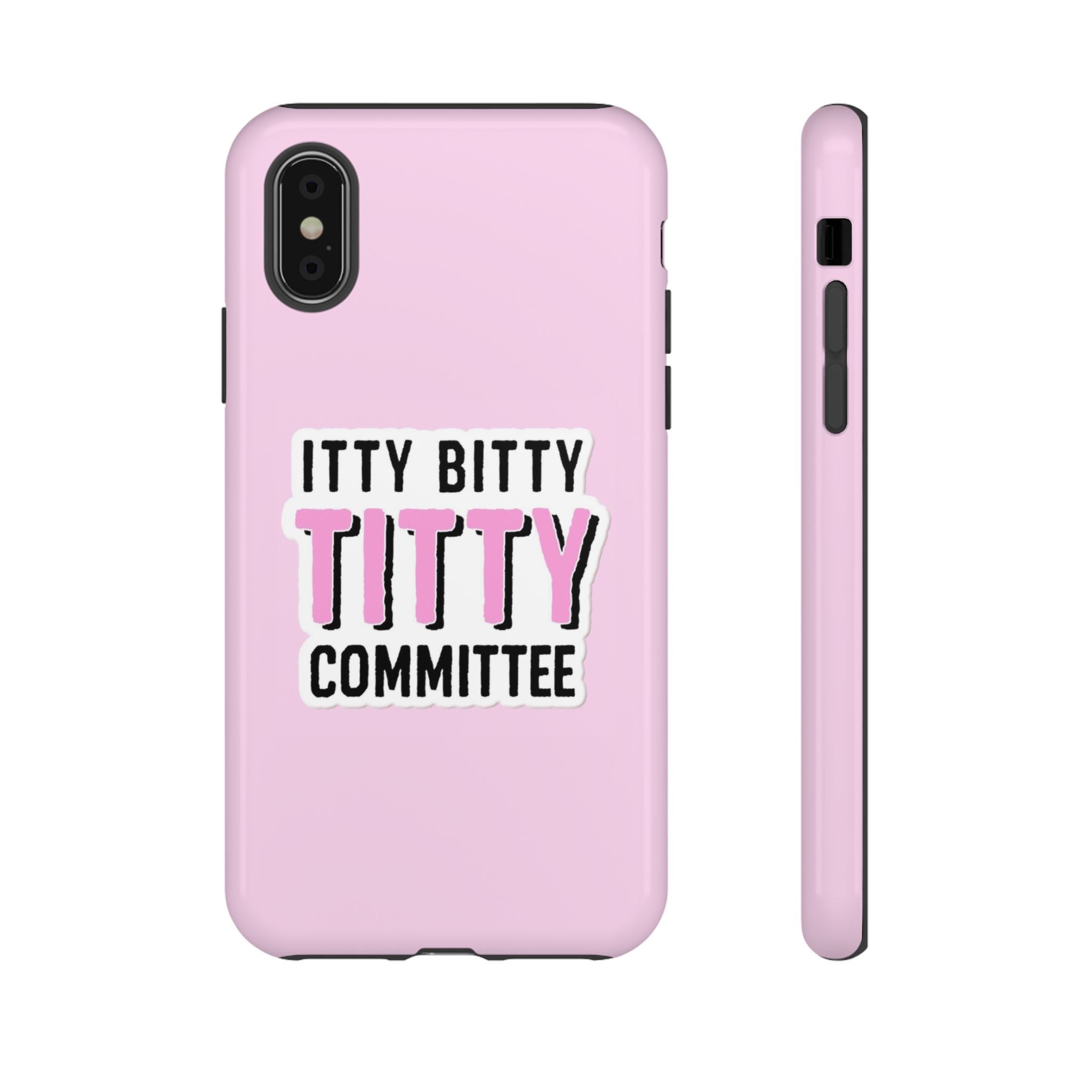 Pink Phone Case with Itty Bitty Titty Committee Design, Funny Phone Cover, Gift for Her, Cute Cellphone Case, Quirky Accessory