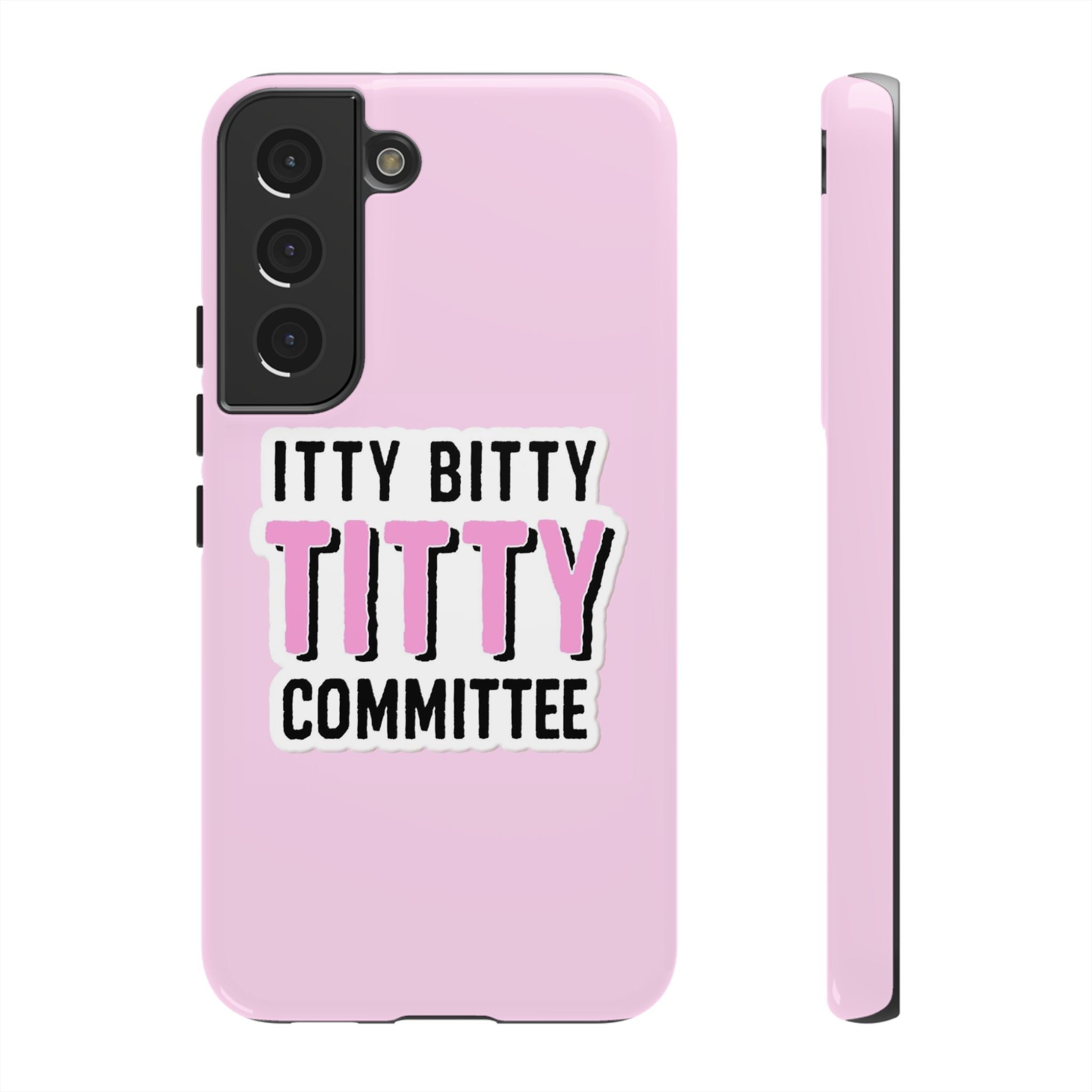 Pink Phone Case with Itty Bitty Titty Committee Design, Funny Phone Cover, Gift for Her, Cute Cellphone Case, Quirky Accessory