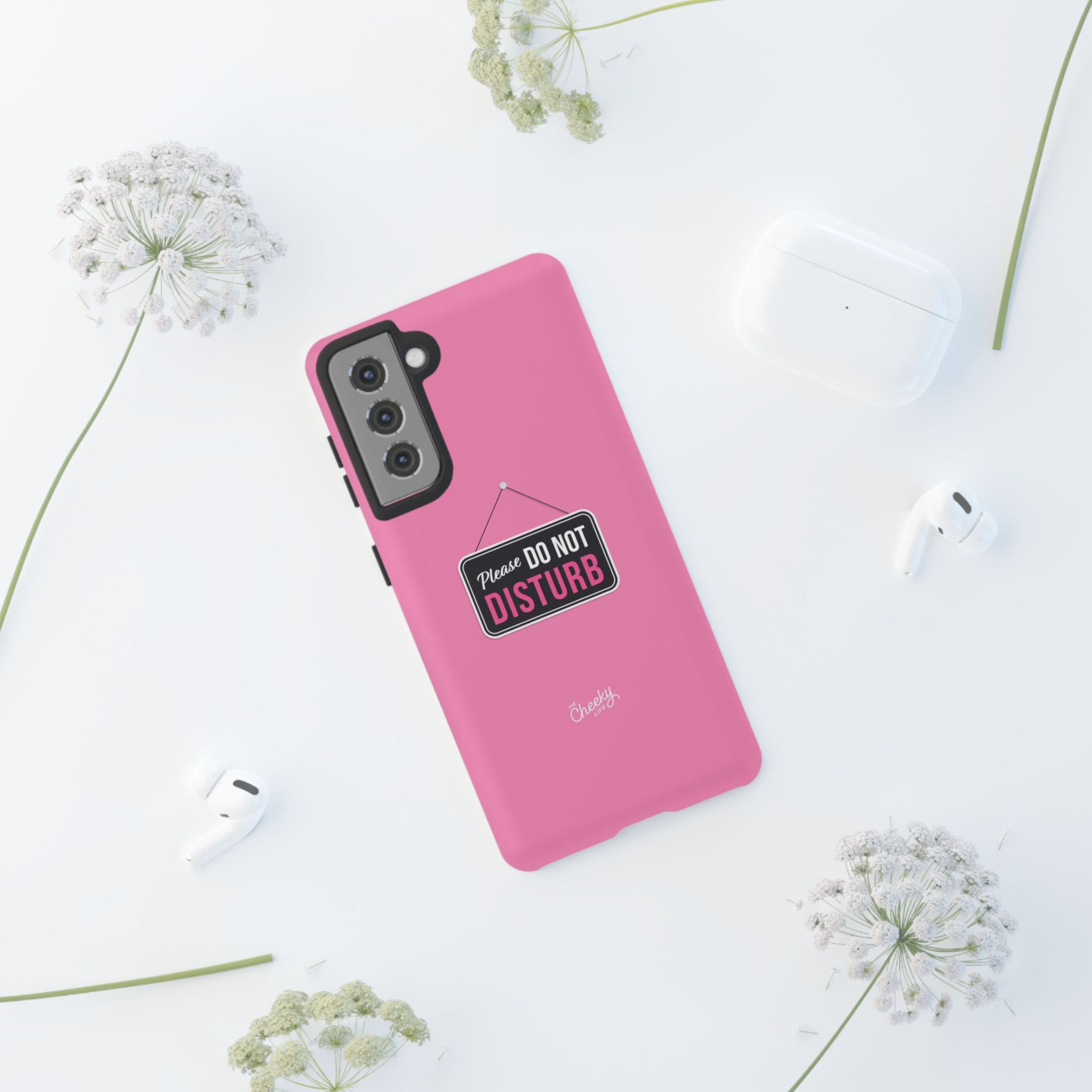 Do Not Disturb Phone Case, Cute Tough Case, Gift for Her, Motivational Tech Accessory, Pink Phone Cover with Attitude