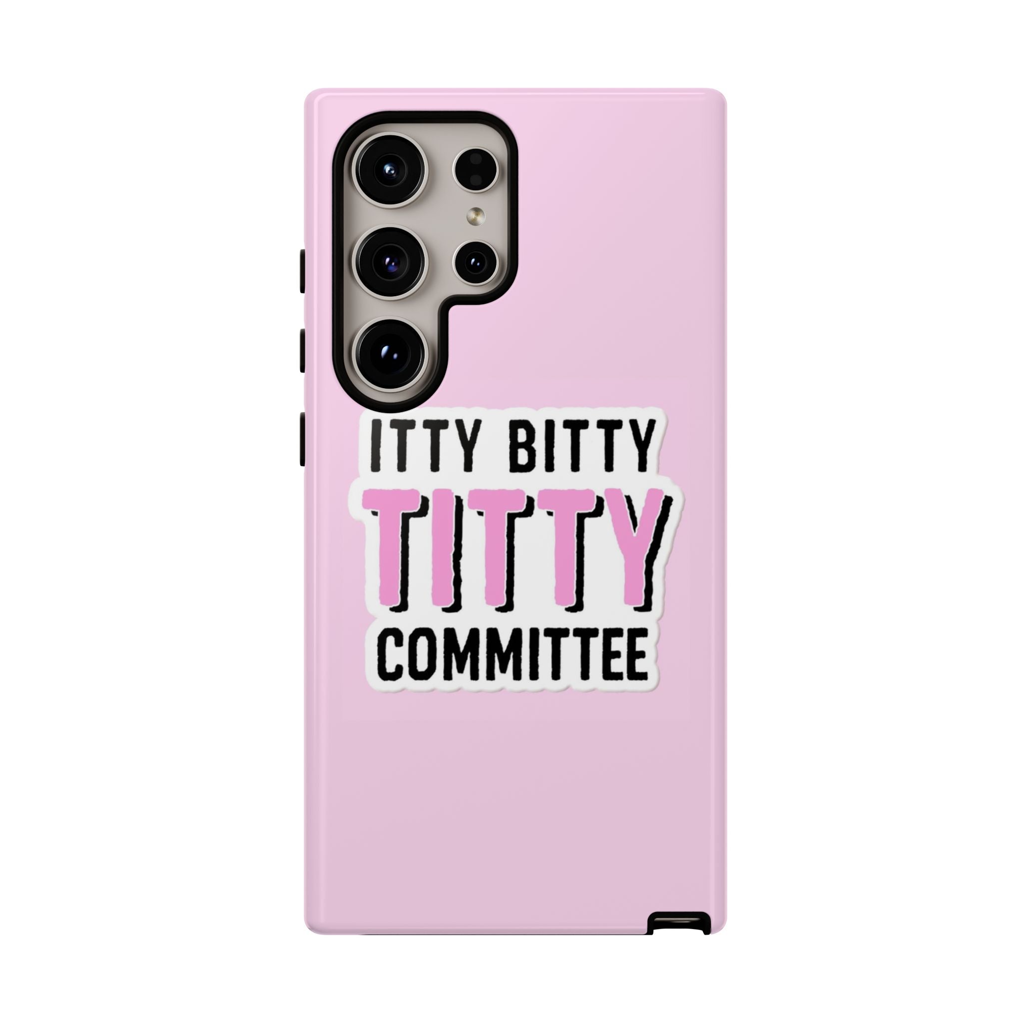 Pink Phone Case with Itty Bitty Titty Committee Design, Funny Phone Cover, Gift for Her, Cute Cellphone Case, Quirky Accessory