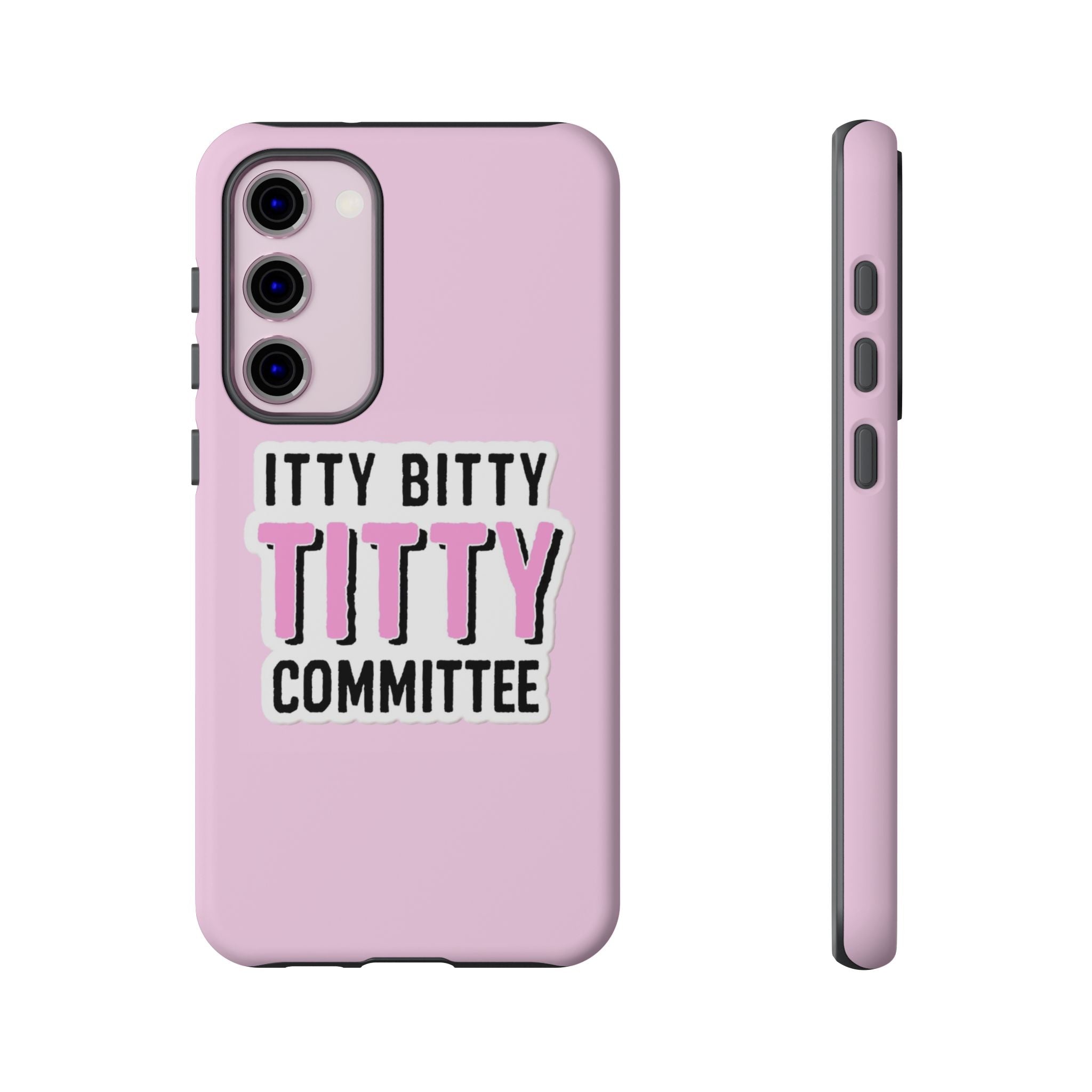Pink Phone Case with Itty Bitty Titty Committee Design, Funny Phone Cover, Gift for Her, Cute Cellphone Case, Quirky Accessory