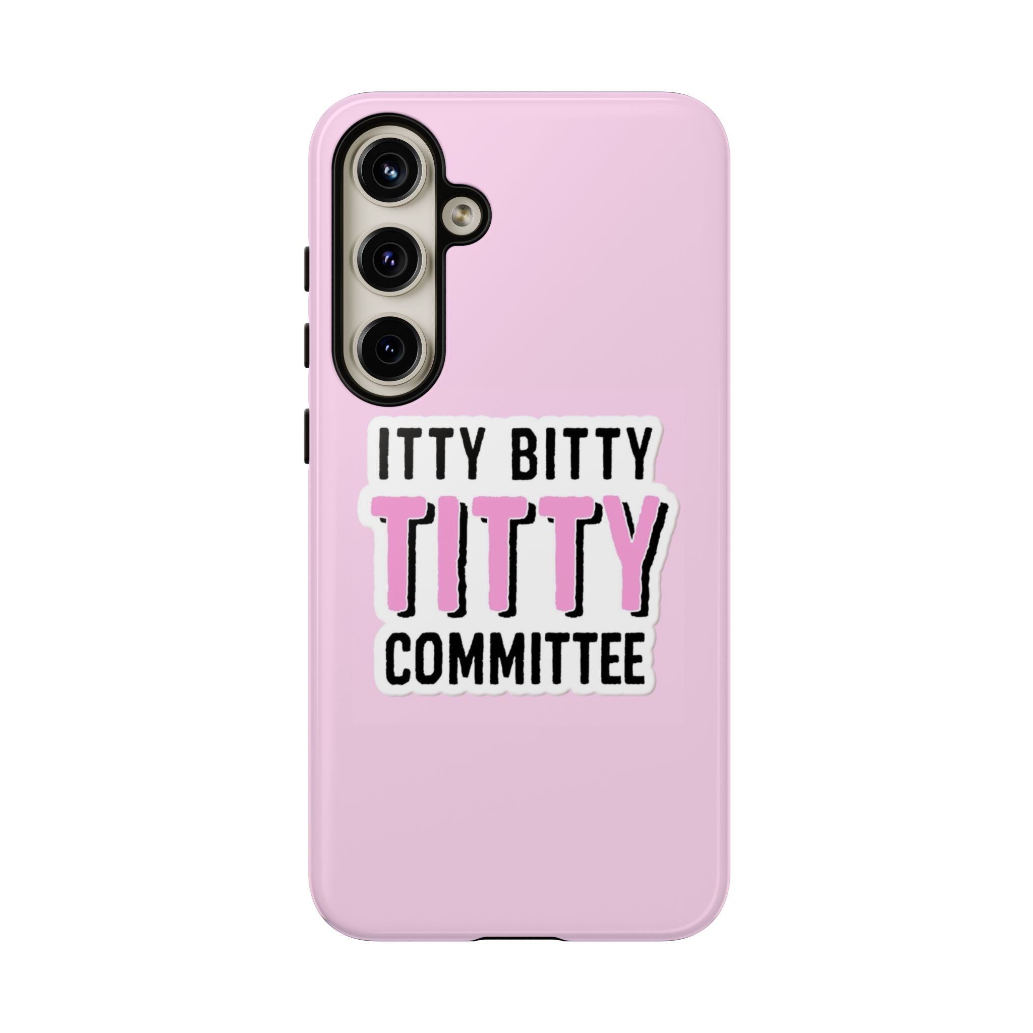 Pink Phone Case with Itty Bitty Titty Committee Design, Funny Phone Cover, Gift for Her, Cute Cellphone Case, Quirky Accessory