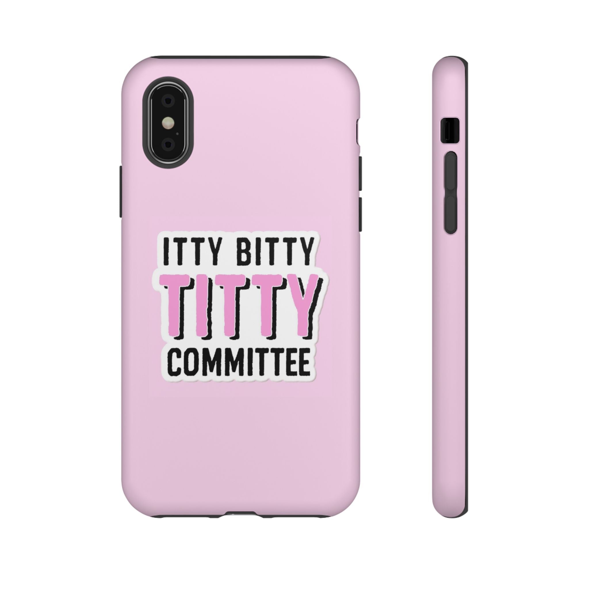 Pink Phone Case with Itty Bitty Titty Committee Design, Funny Phone Cover, Gift for Her, Cute Cellphone Case, Quirky Accessory