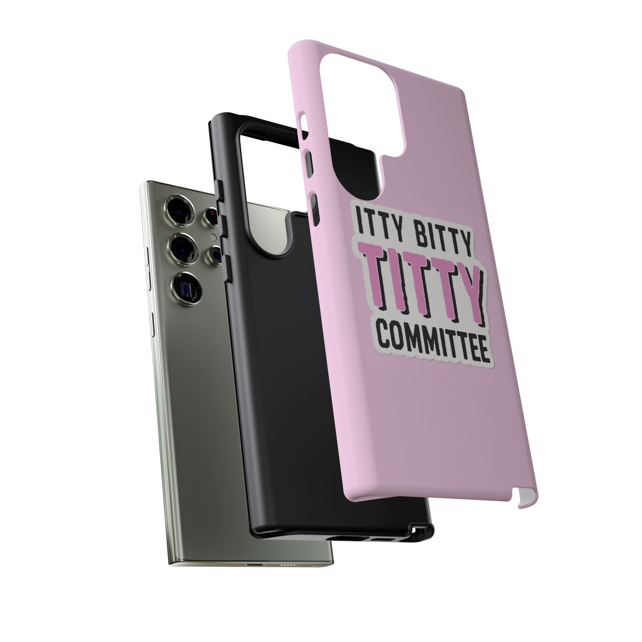 Pink Phone Case with Itty Bitty Titty Committee Design, Funny Phone Cover, Gift for Her, Cute Cellphone Case, Quirky Accessory