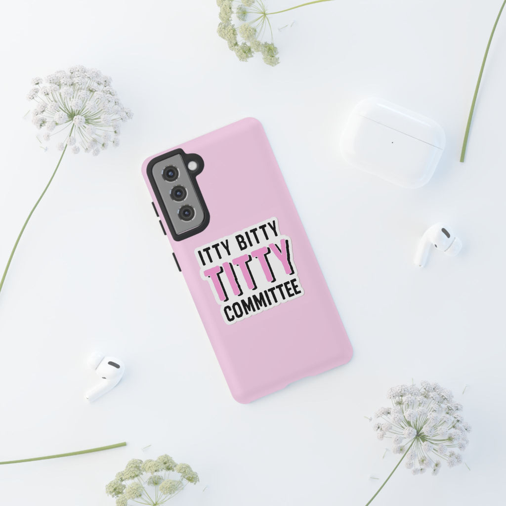 Pink Phone Case with Itty Bitty Titty Committee Design, Funny Phone Cover, Gift for Her, Cute Cellphone Case, Quirky Accessory