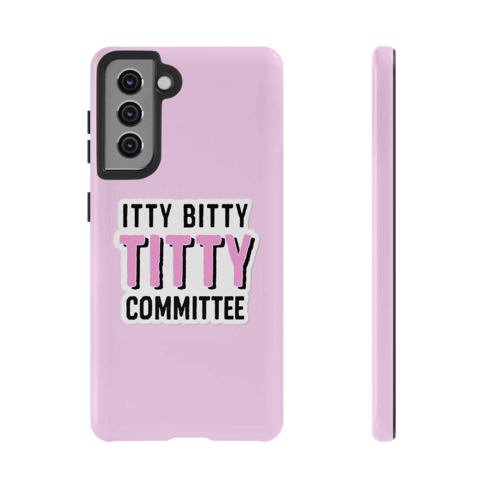 Pink Phone Case with Itty Bitty Titty Committee Design, Funny Phone Cover, Gift for Her, Cute Cellphone Case, Quirky Accessory