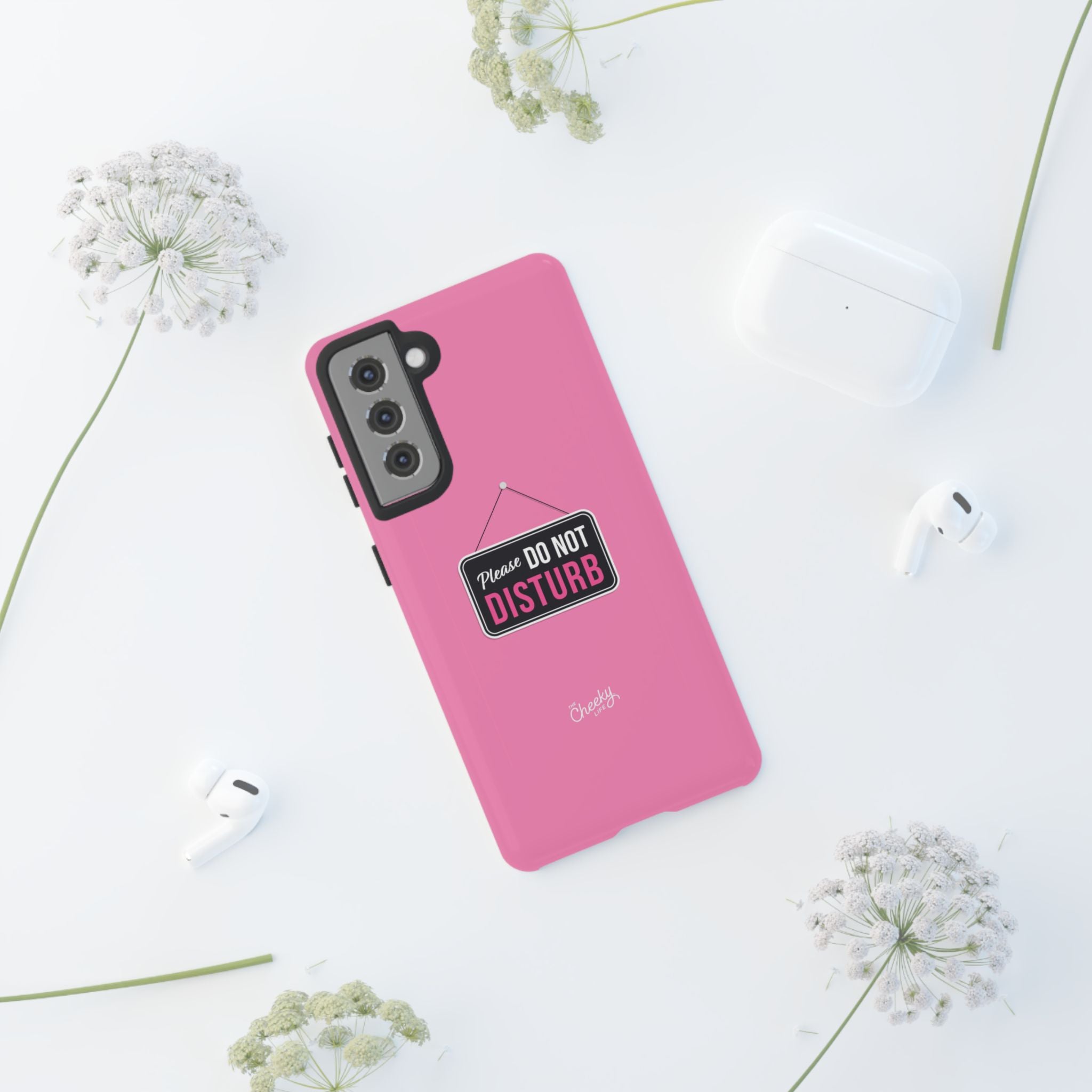 Do Not Disturb Phone Case, Cute Tough Case, Gift for Her, Motivational Tech Accessory, Pink Phone Cover with Attitude