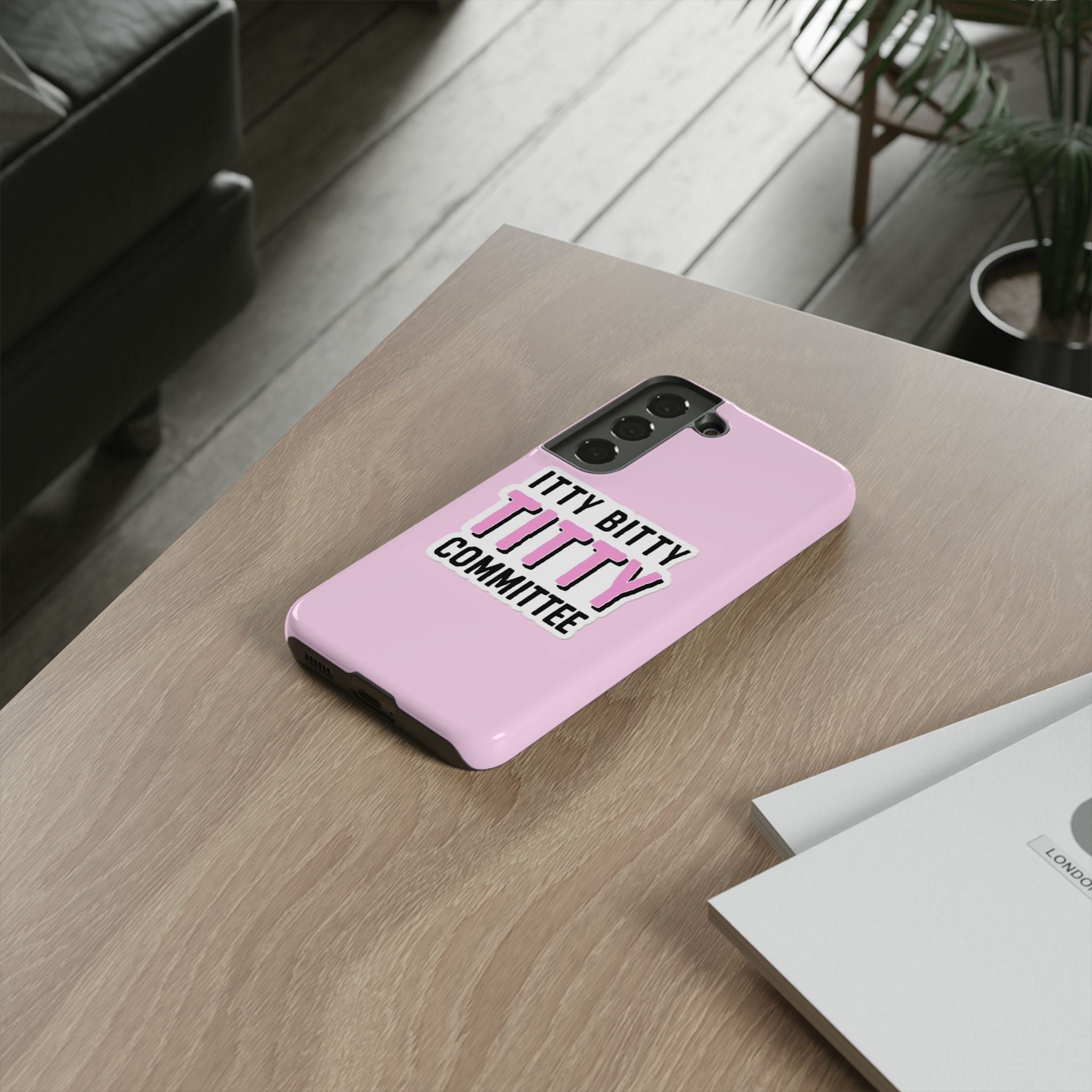 Pink Phone Case with Itty Bitty Titty Committee Design, Funny Phone Cover, Gift for Her, Cute Cellphone Case, Quirky Accessory