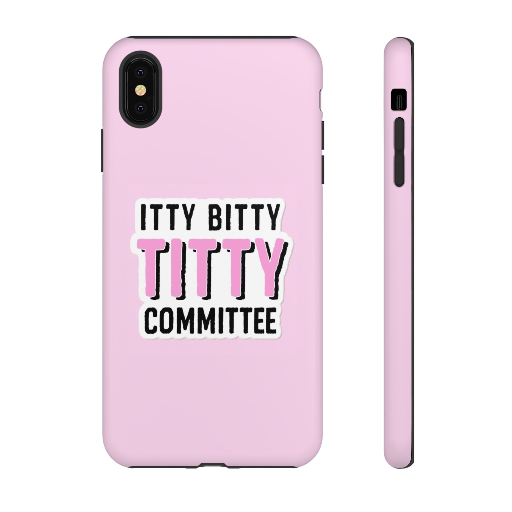 Pink Phone Case with Itty Bitty Titty Committee Design, Funny Phone Cover, Gift for Her, Cute Cellphone Case, Quirky Accessory