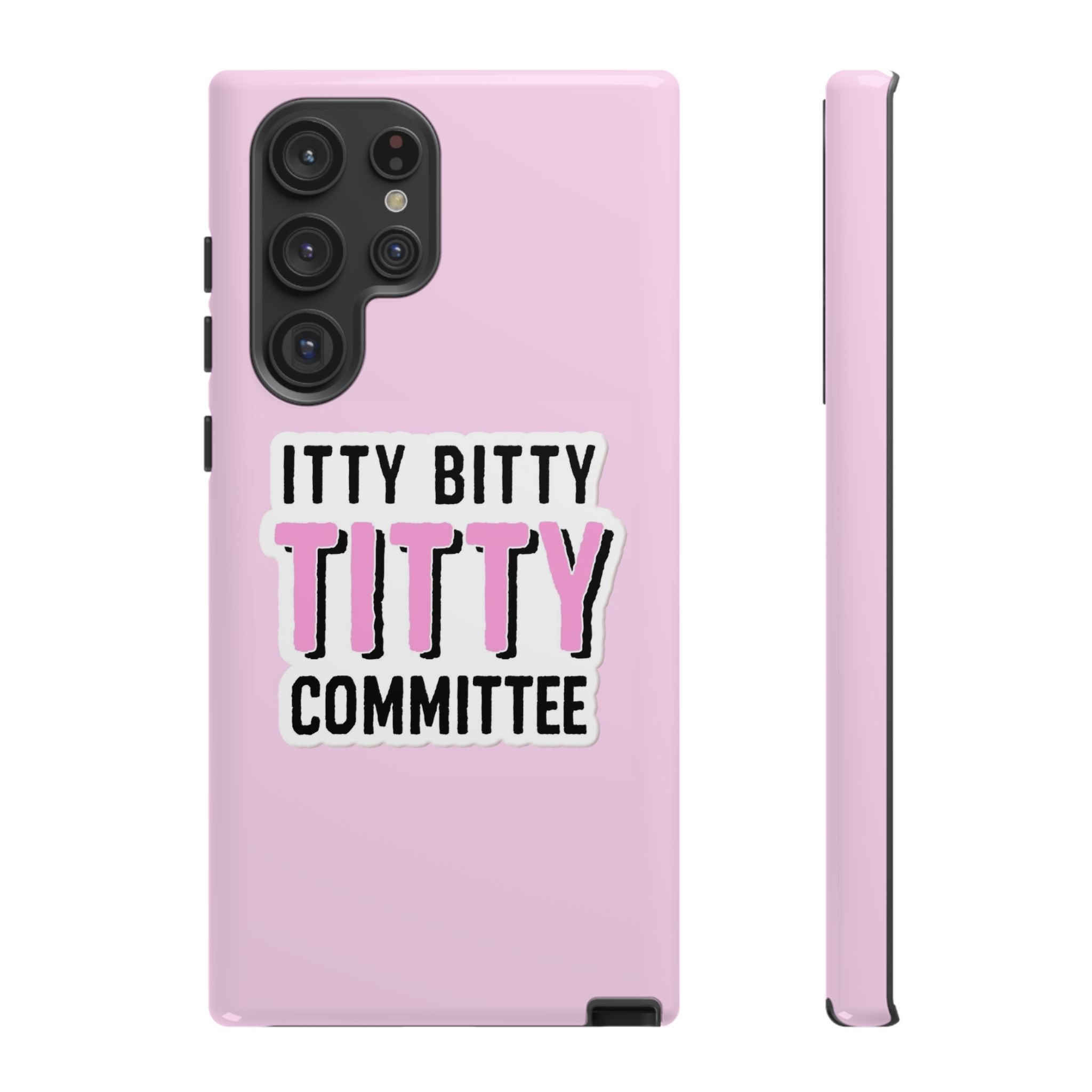 Pink Phone Case with Itty Bitty Titty Committee Design, Funny Phone Cover, Gift for Her, Cute Cellphone Case, Quirky Accessory