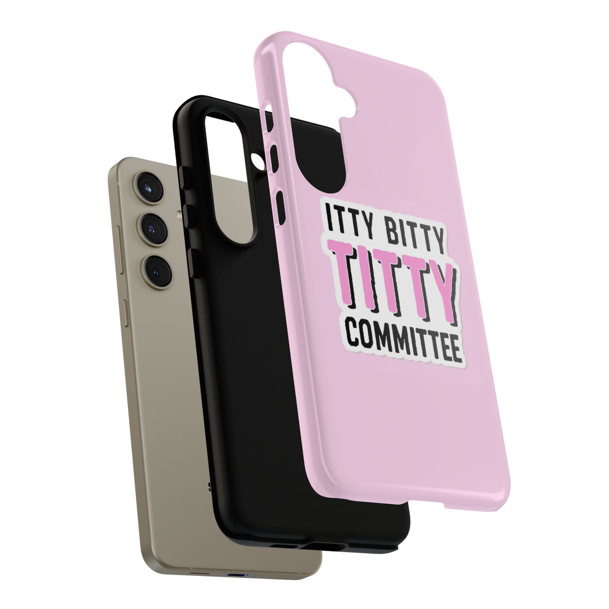 Pink Phone Case with Itty Bitty Titty Committee Design, Funny Phone Cover, Gift for Her, Cute Cellphone Case, Quirky Accessory