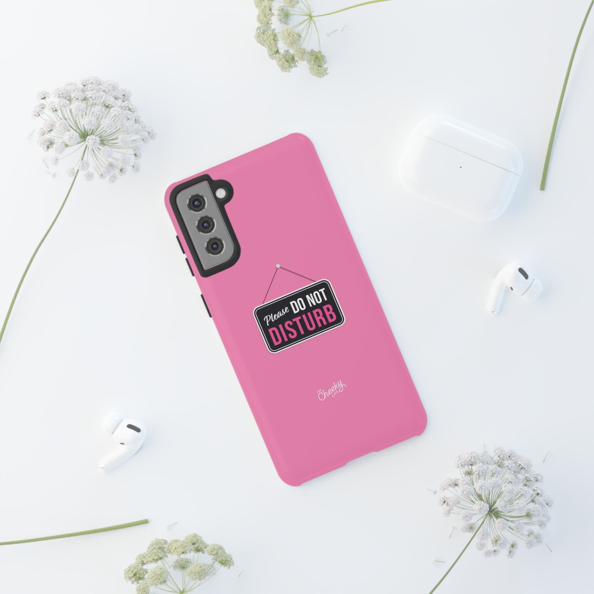 Do Not Disturb Phone Case, Cute Tough Case, Gift for Her, Motivational Tech Accessory, Pink Phone Cover with Attitude