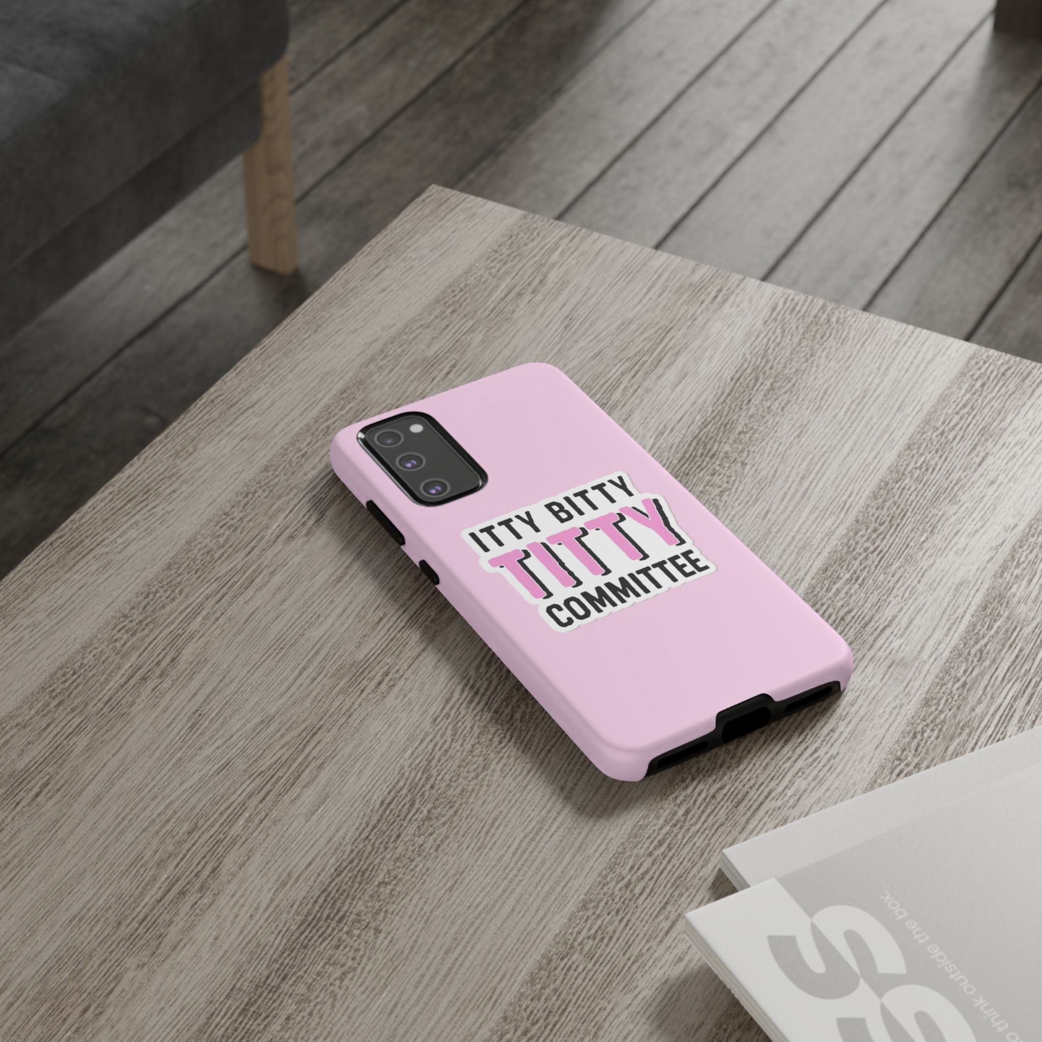 Pink Phone Case with Itty Bitty Titty Committee Design, Funny Phone Cover, Gift for Her, Cute Cellphone Case, Quirky Accessory